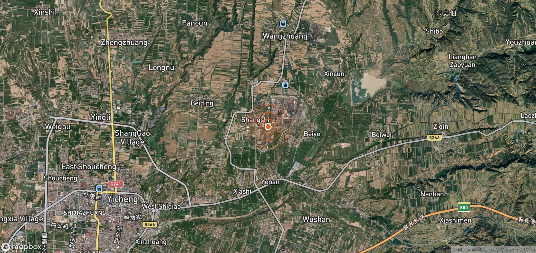 Satellite map of methane plume locations in CHN_S_256