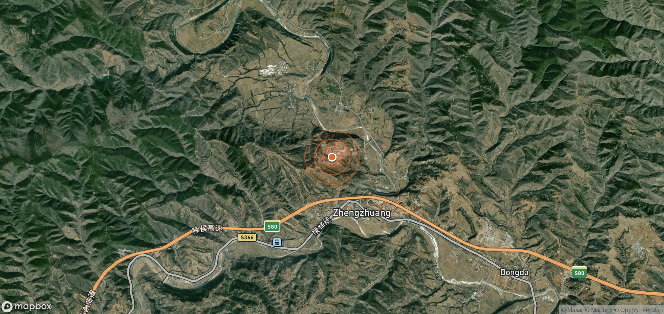 Satellite map of methane plume locations in CHN_S_258
