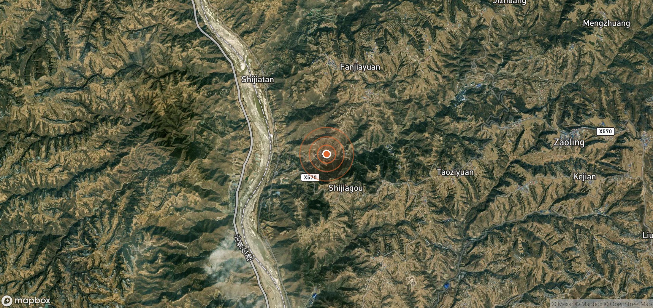 Satellite map of methane plume locations in CHN_S_264
