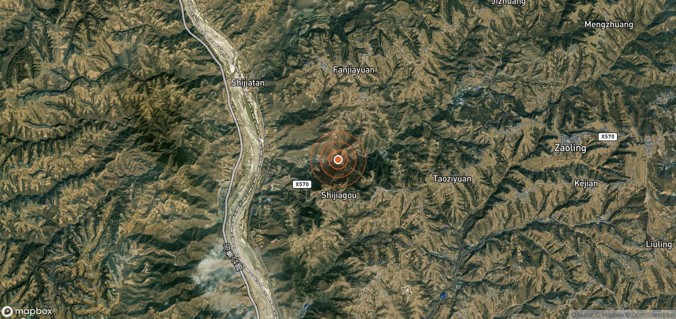 Satellite map of methane plume locations in CHN_S_265