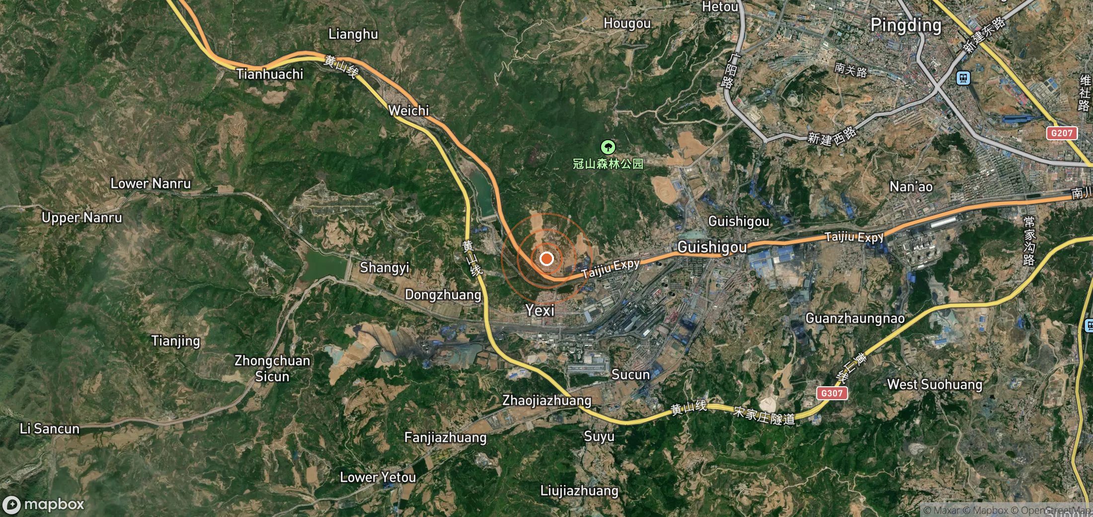Satellite map of methane plume locations in CHN_S_269