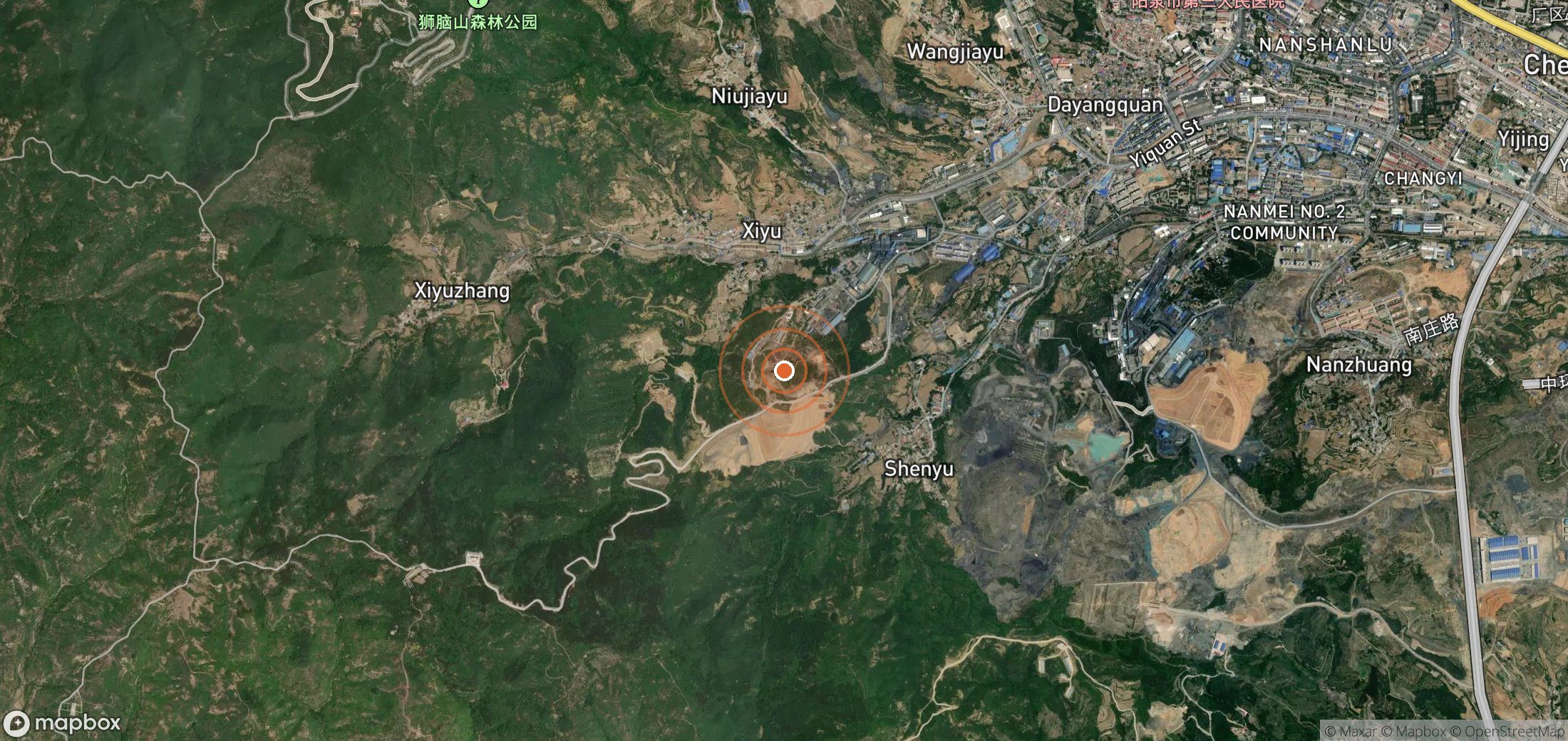 Satellite map of methane plume locations in CHN_S_275