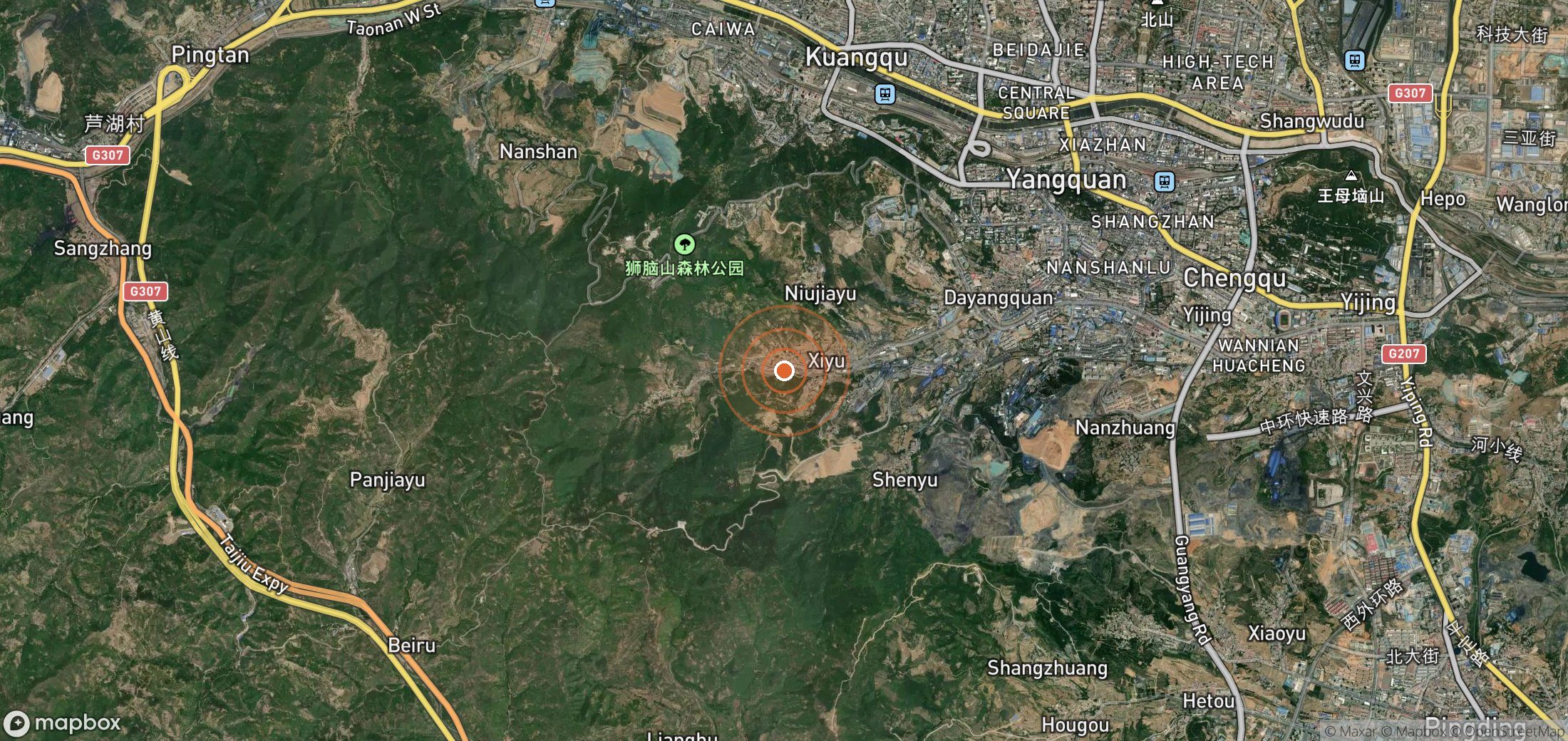 Satellite map of methane plume locations in CHN_S_276