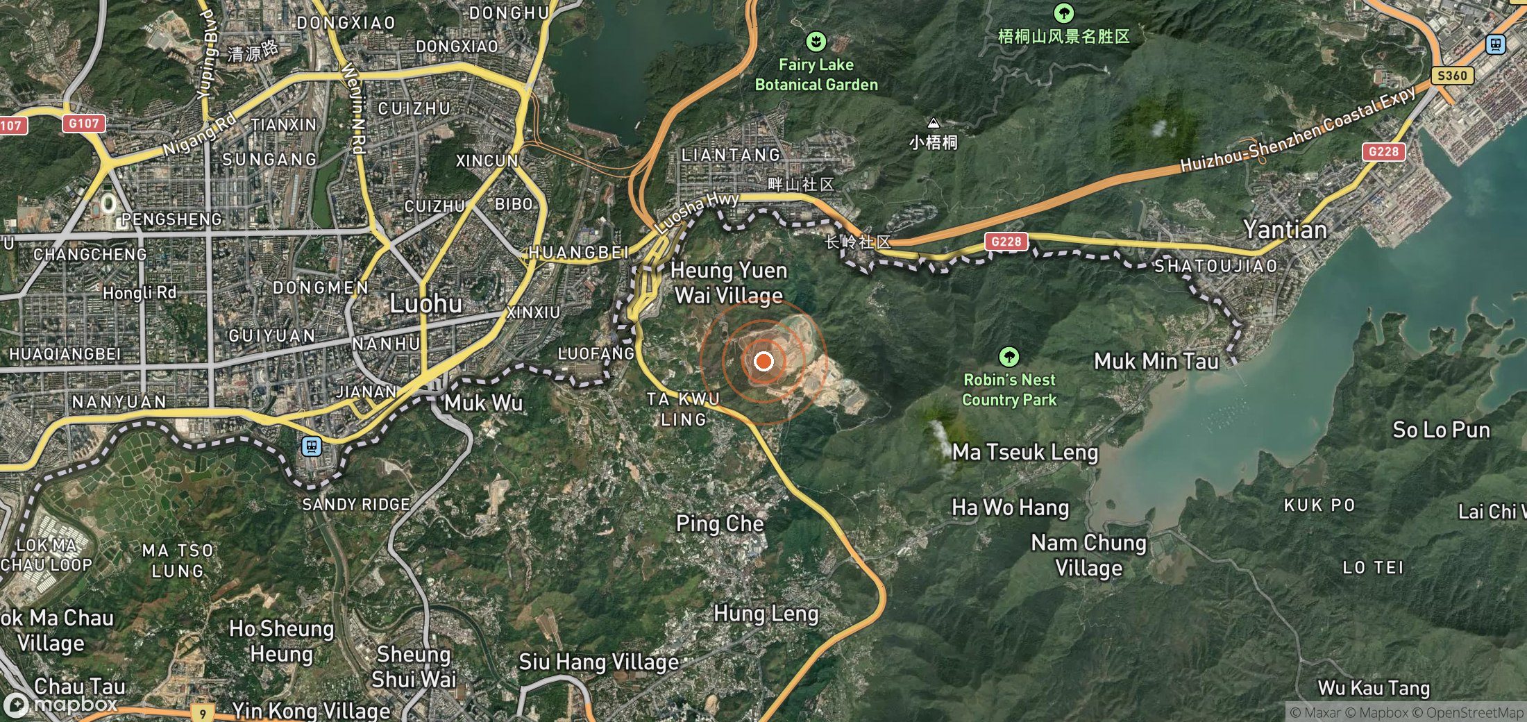 Satellite map of methane plume locations in CHN_S_282