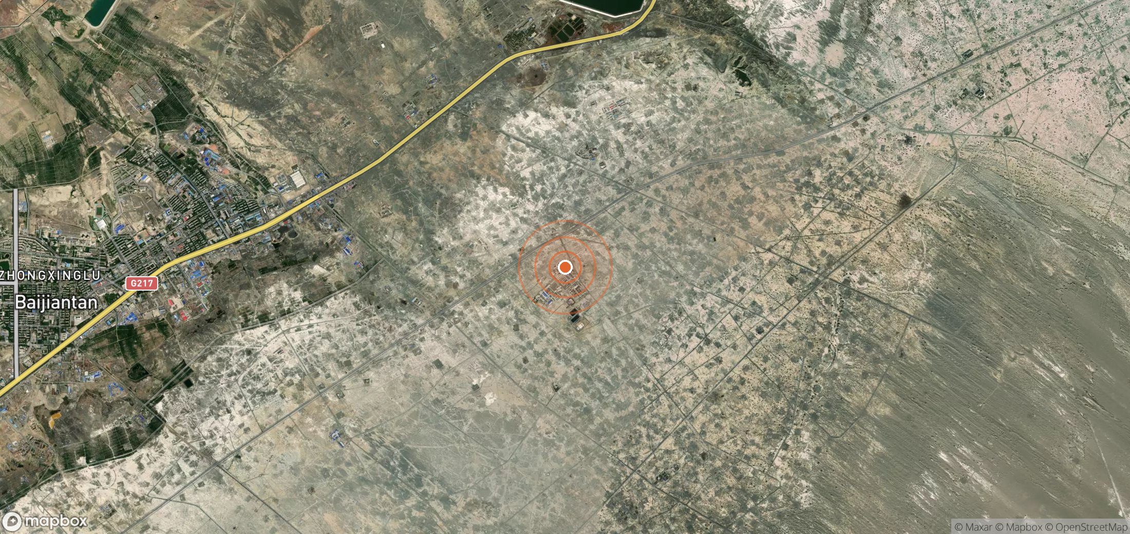 Satellite map of methane plume locations in CHN_S_287