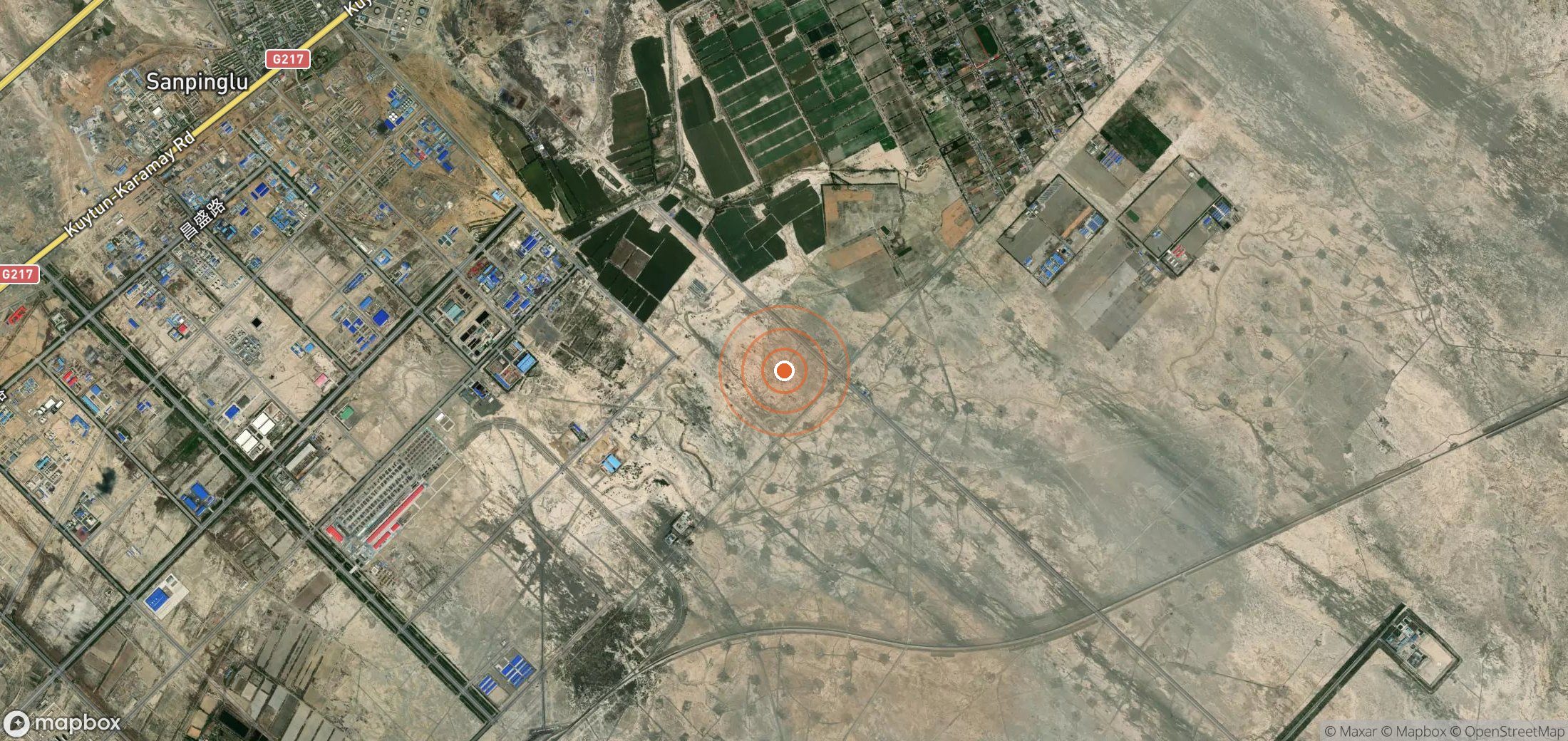 Satellite map of methane plume locations in CHN_S_288