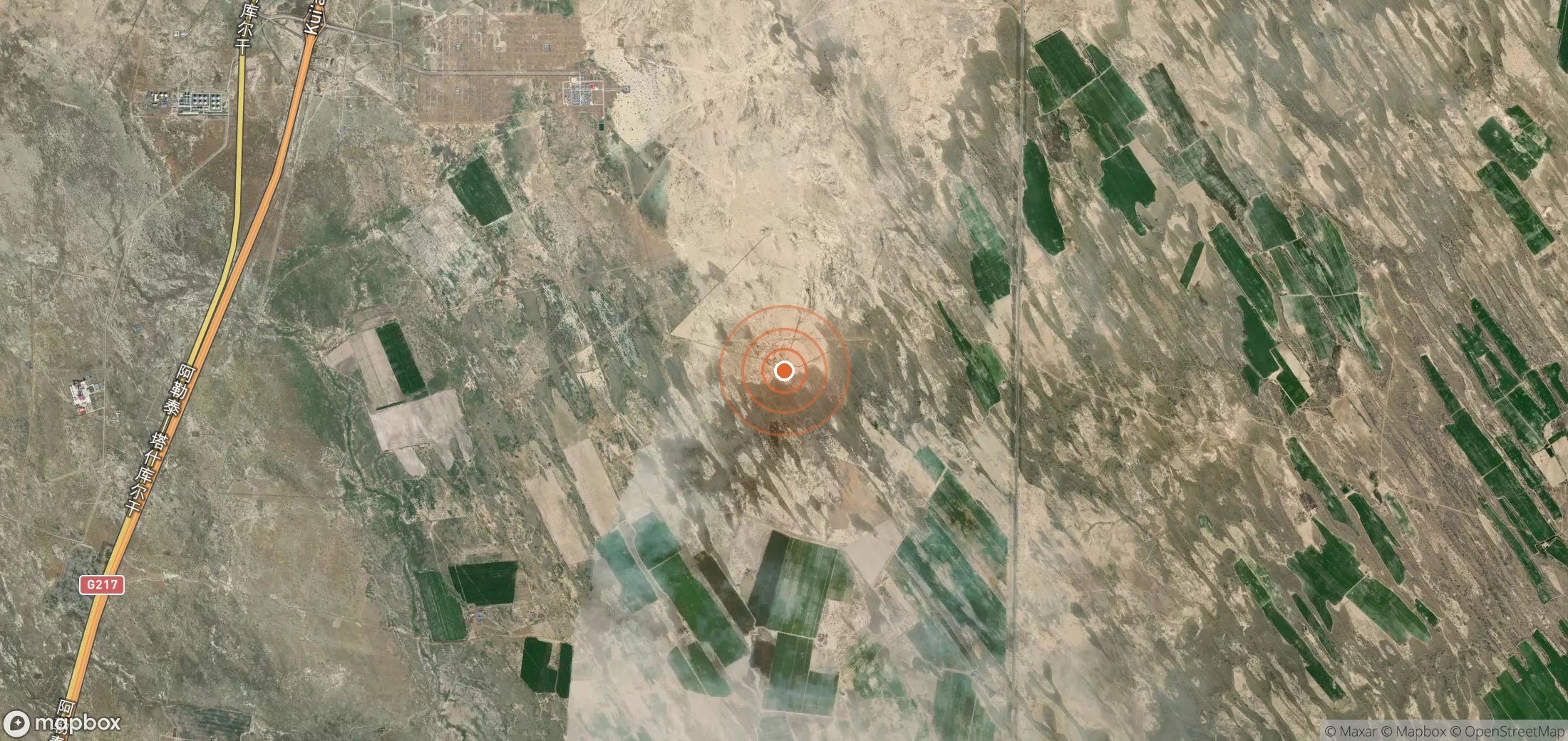 Satellite map of methane plume locations in CHN_S_290
