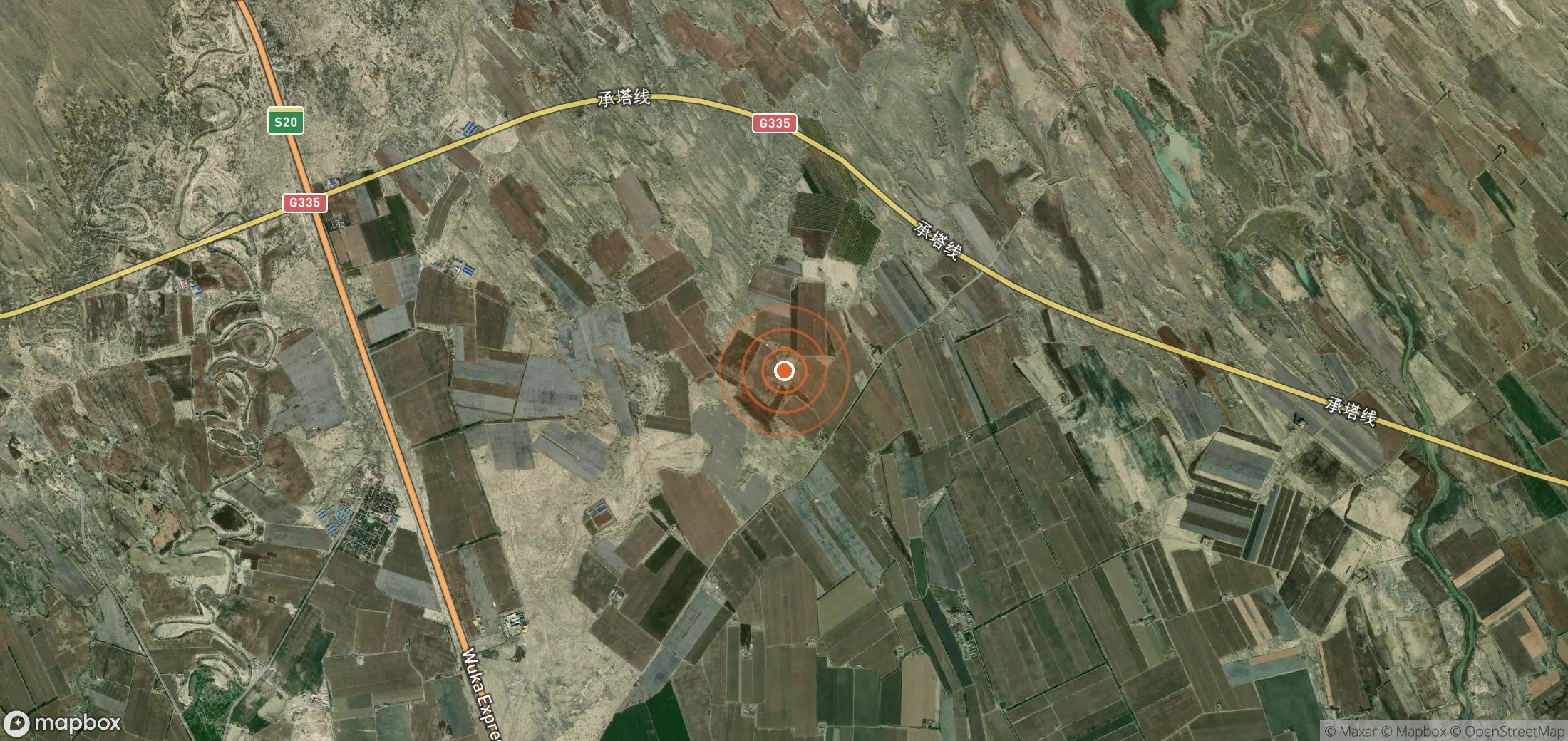 Satellite map of methane plume locations in CHN_S_294