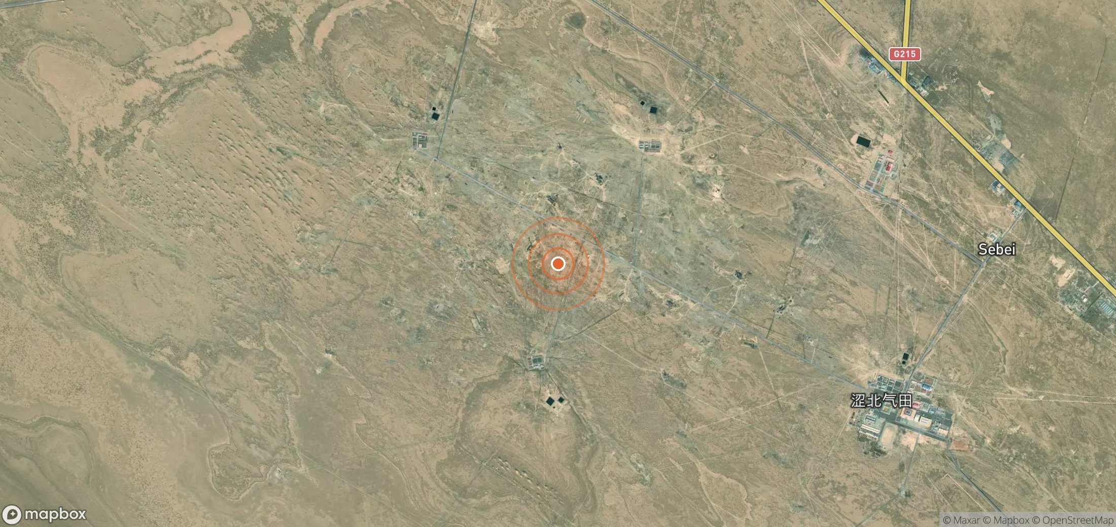 Satellite map of methane plume locations in CHN_S_299