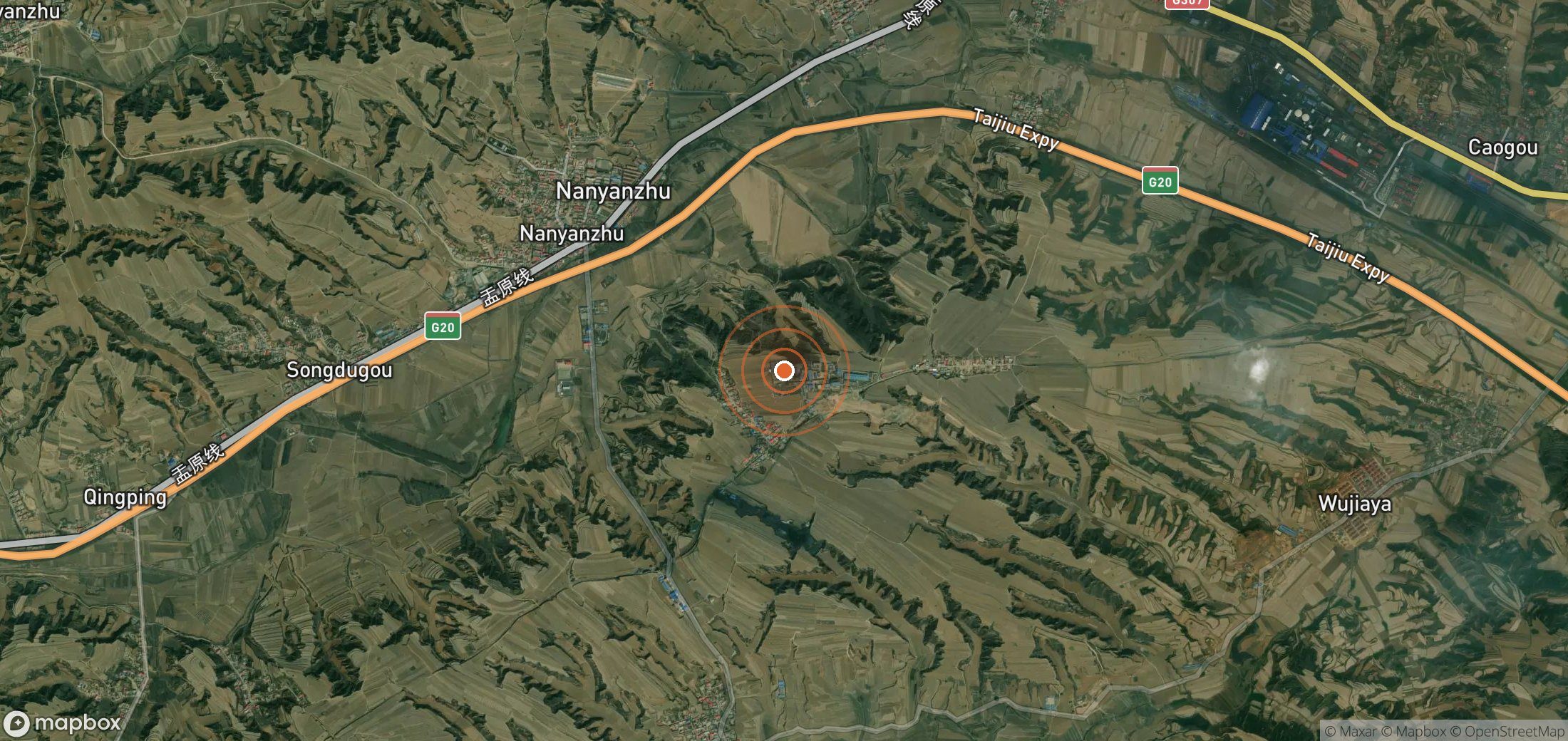 Satellite map of methane plume locations in CHN_S_304