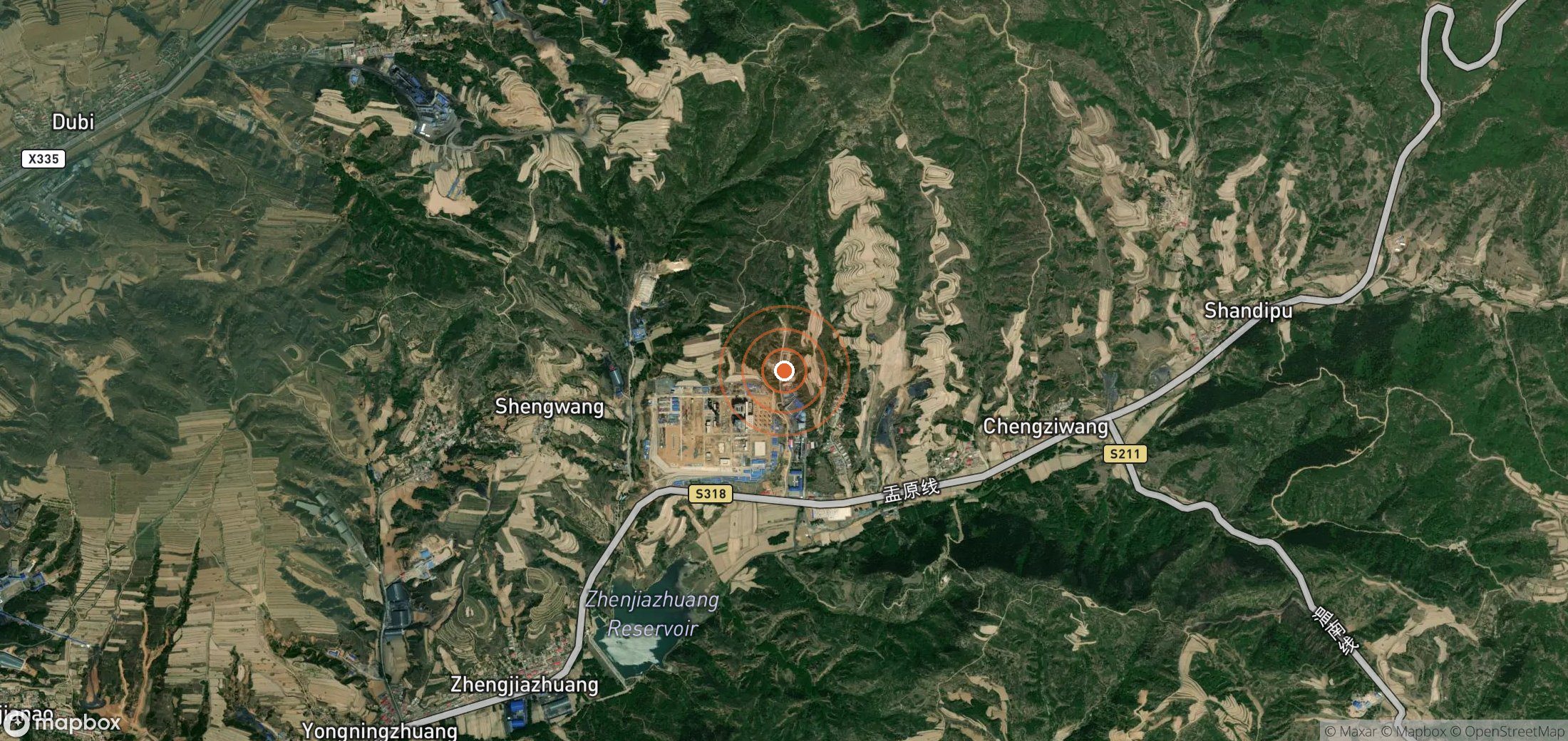 Satellite map of methane plume locations in CHN_S_313
