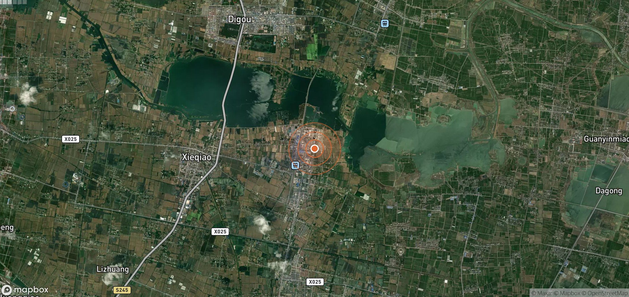 Satellite map of methane plume locations in CHN_S_325