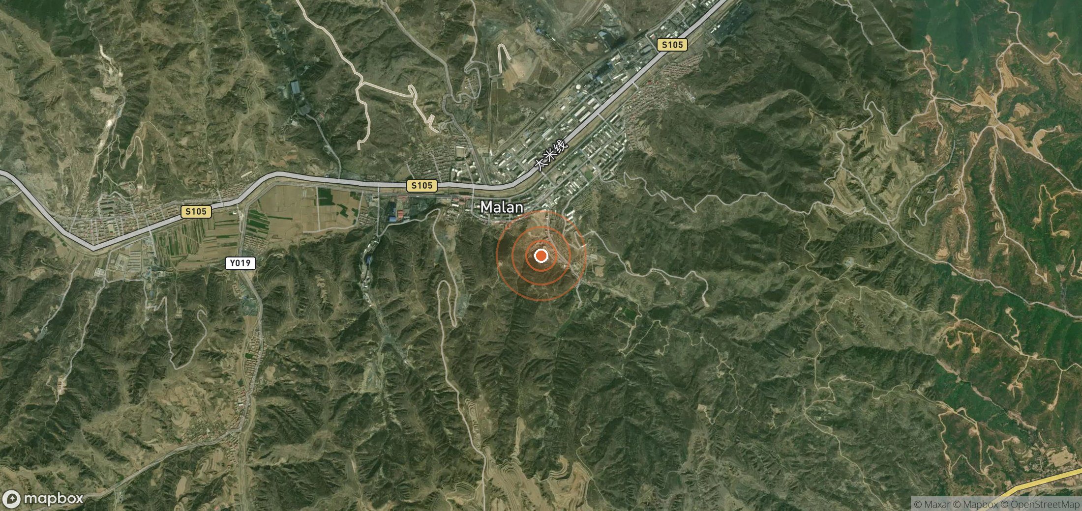 Satellite map of methane plume locations in CHN_S_344