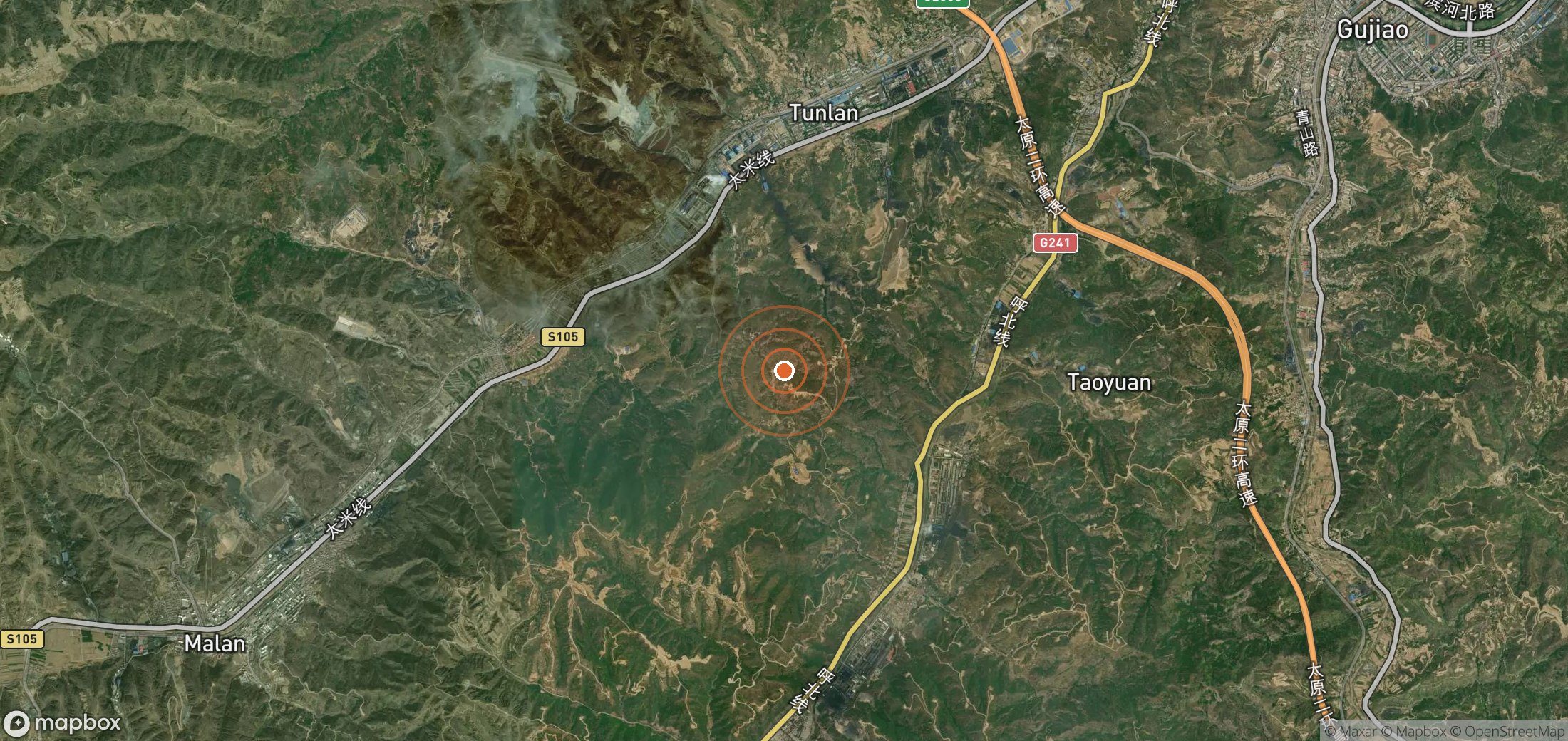 Satellite map of methane plume locations in CHN_S_345