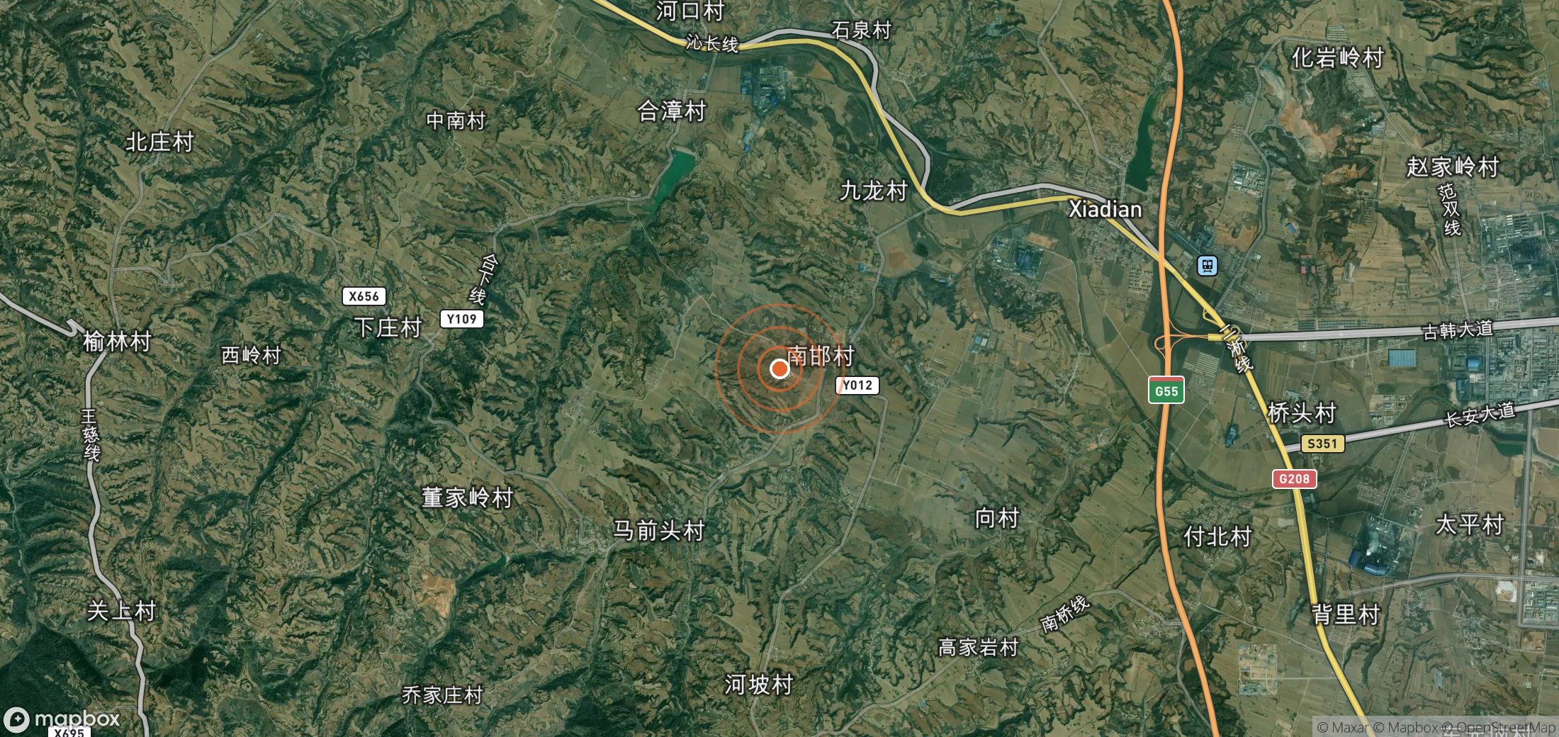 Satellite map of methane plume locations in CHN_S_352