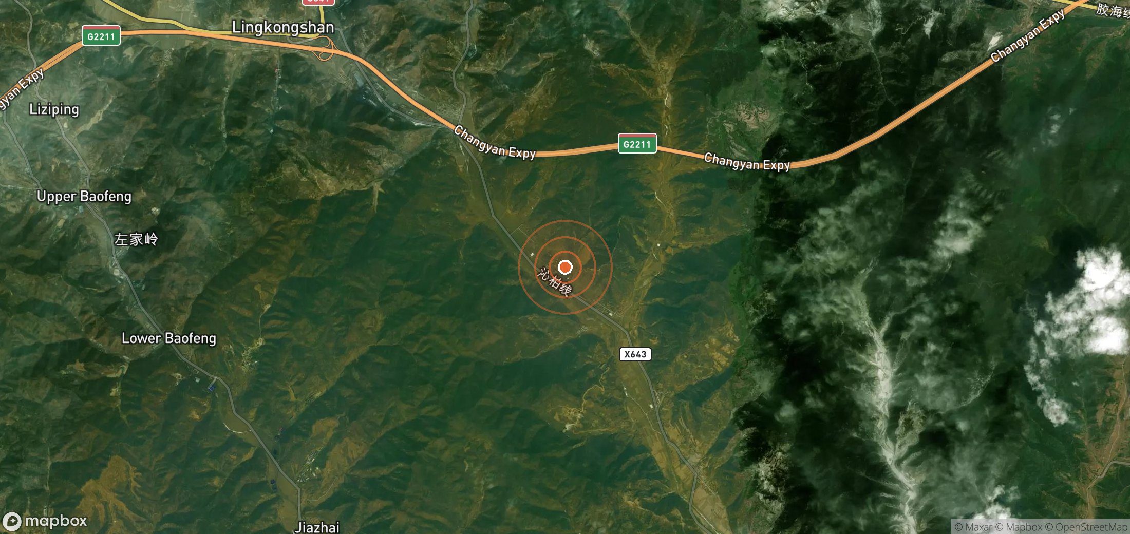 Satellite map of methane plume locations in CHN_S_354