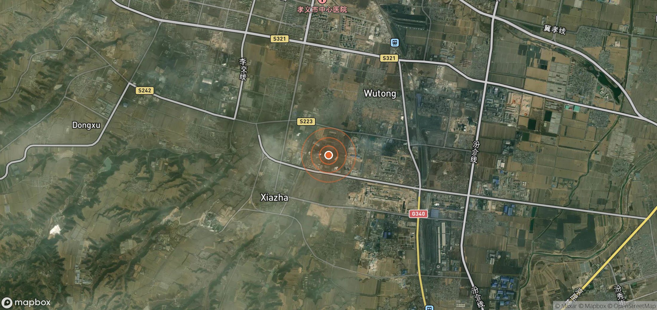 Satellite map of methane plume locations in CHN_S_362