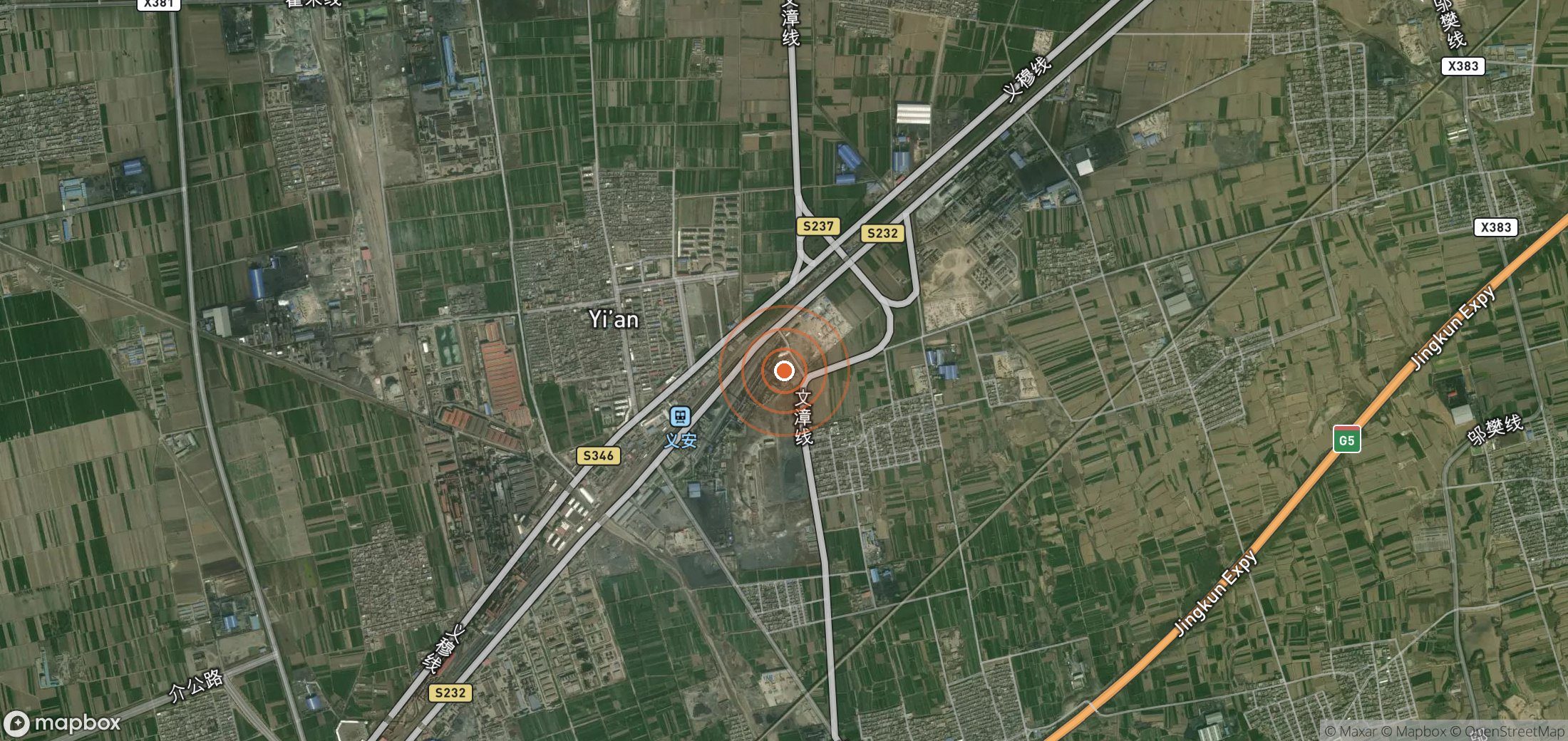 Satellite map of methane plume locations in CHN_S_363