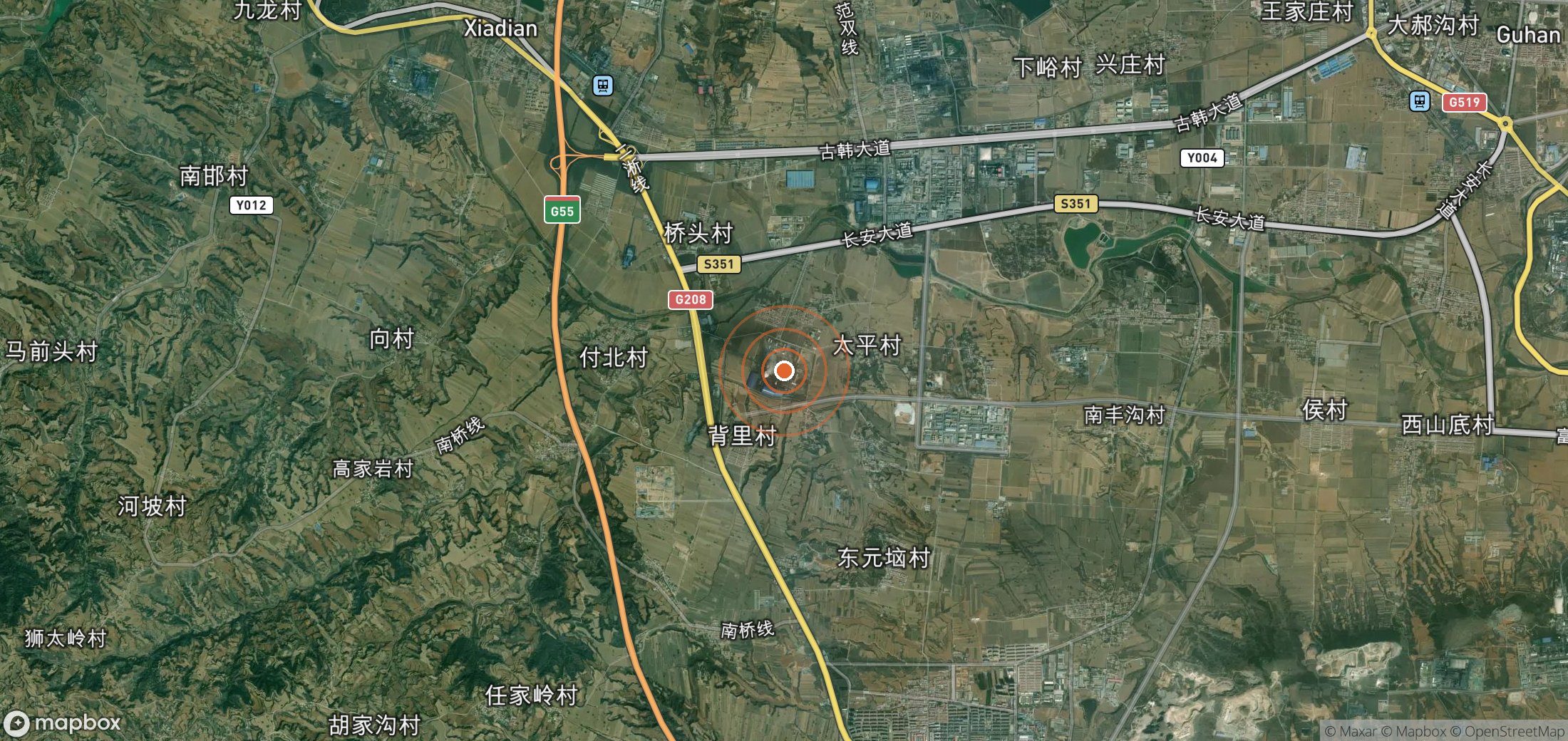 Satellite map of methane plume locations in CHN_S_384
