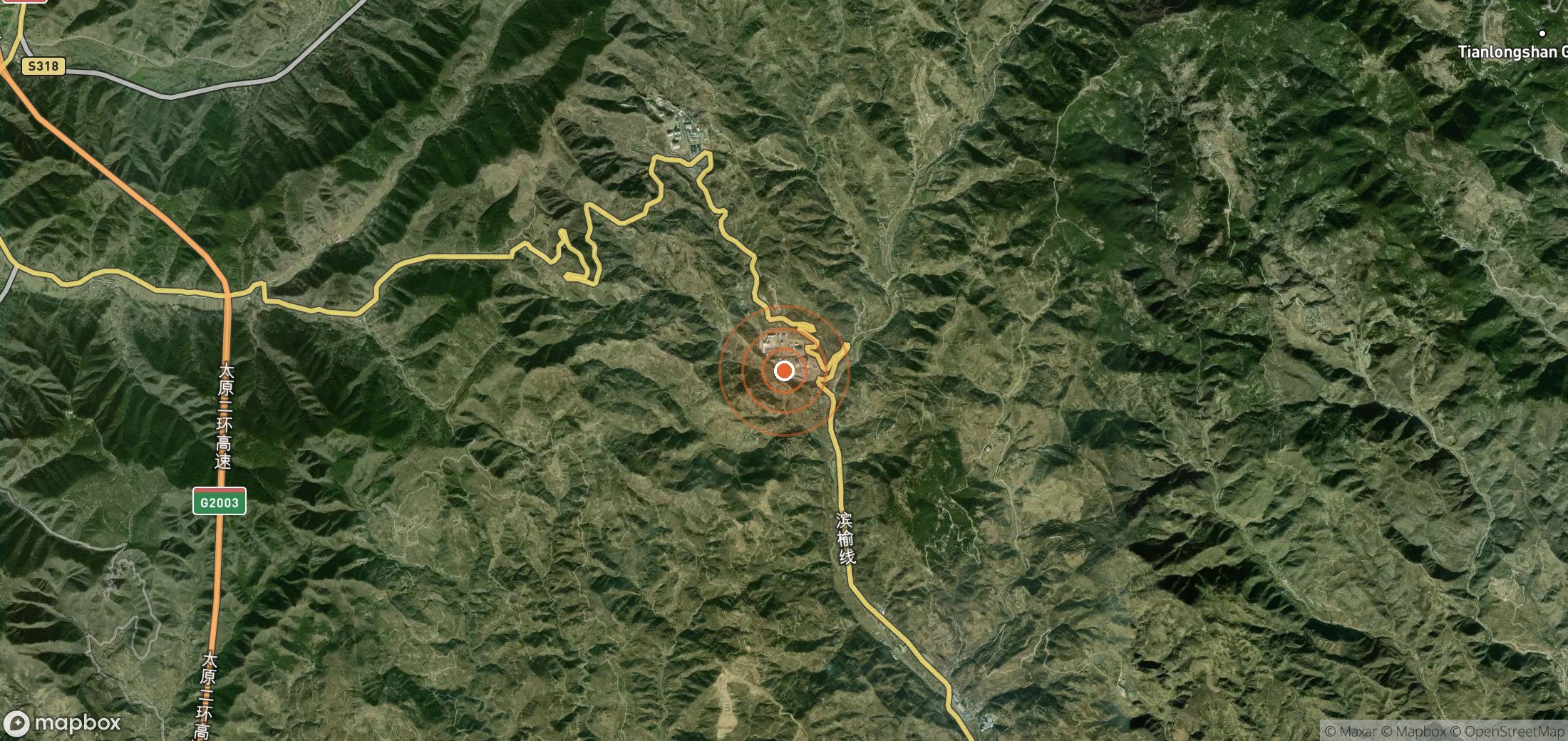 Satellite map of methane plume locations in CHN_S_392
