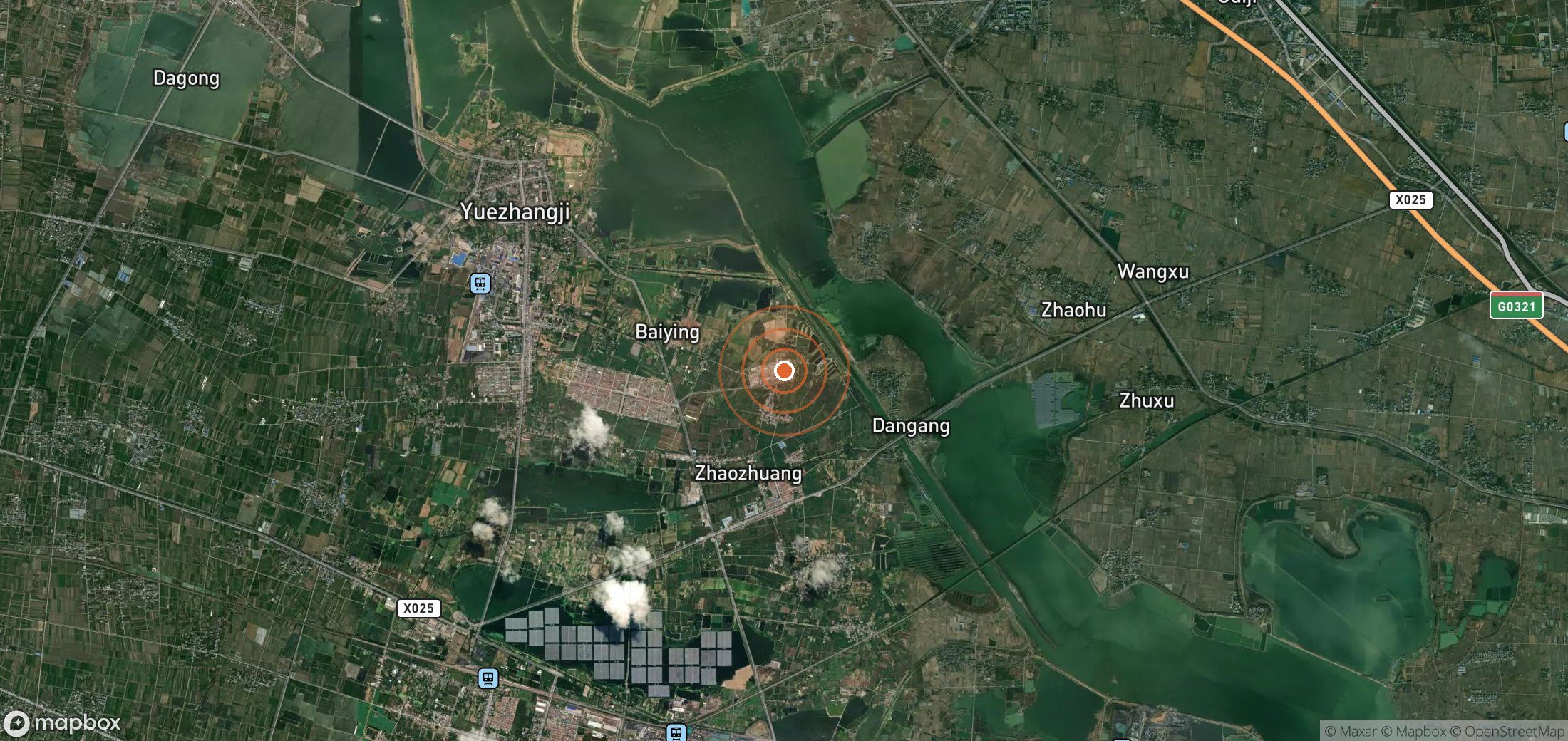 Satellite map of methane plume locations in CHN_S_402