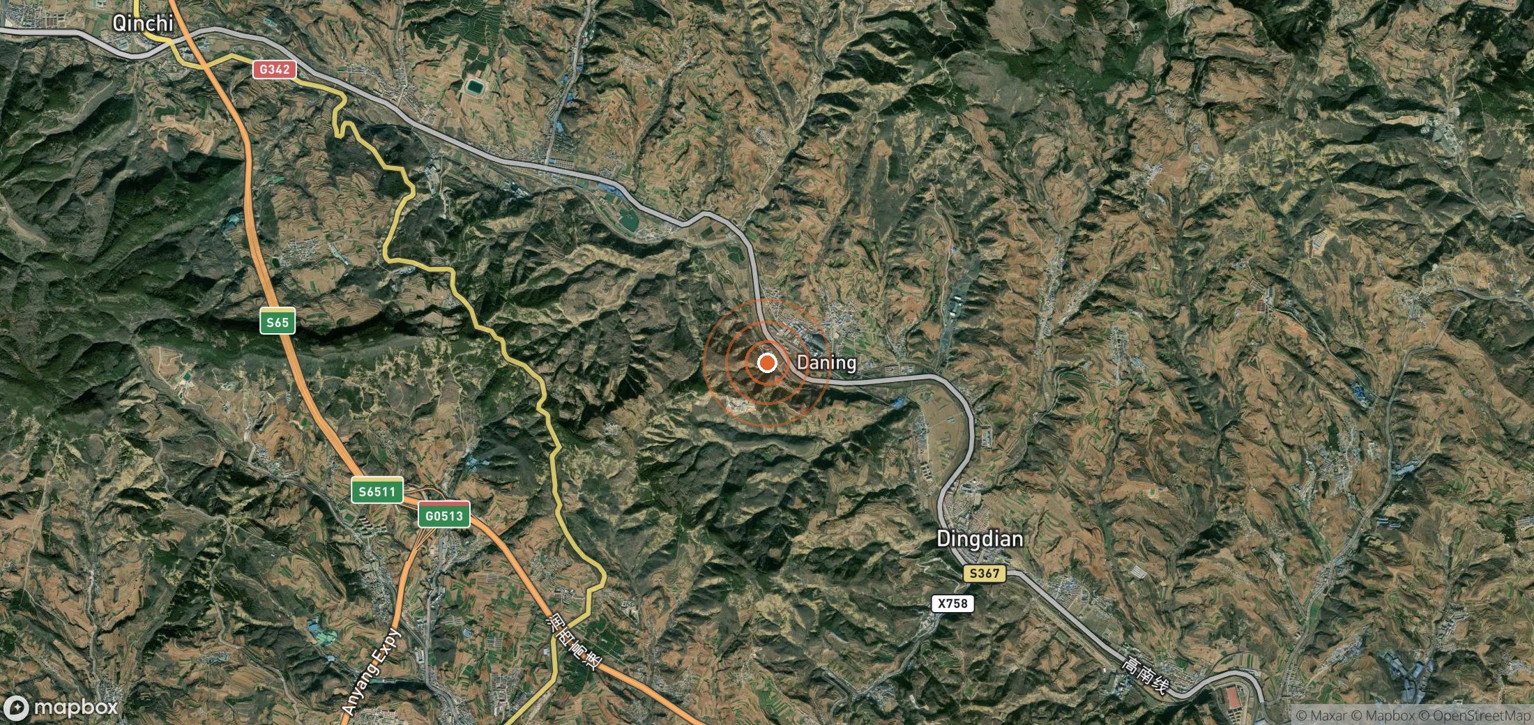 Satellite map of methane plume locations in CHN_S_406