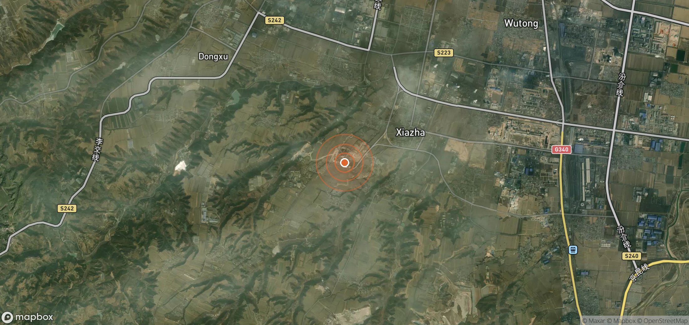 Satellite map of methane plume locations in CHN_S_424