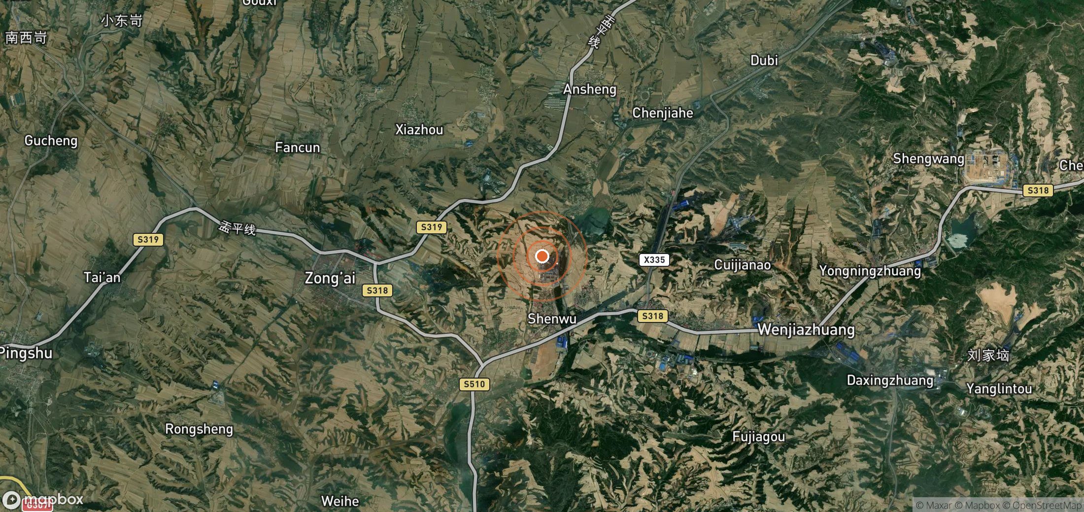 Satellite map of methane plume locations in CHN_S_453