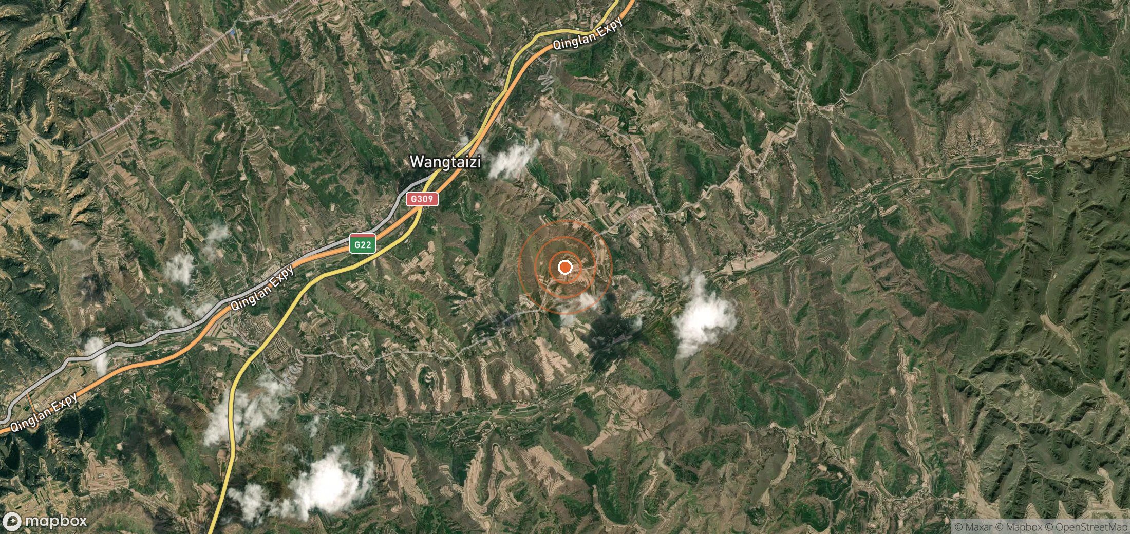 Satellite map of methane plume locations in CHN_S_460