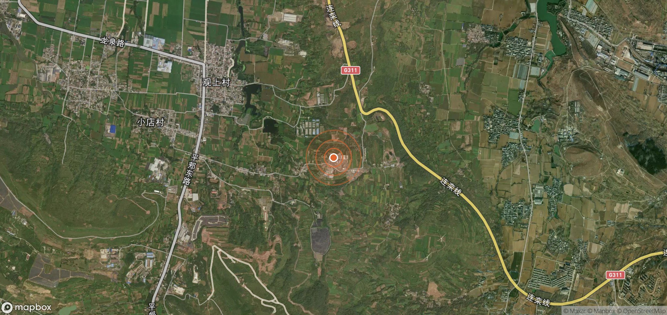 Satellite map of methane plume locations in CHN_S_469