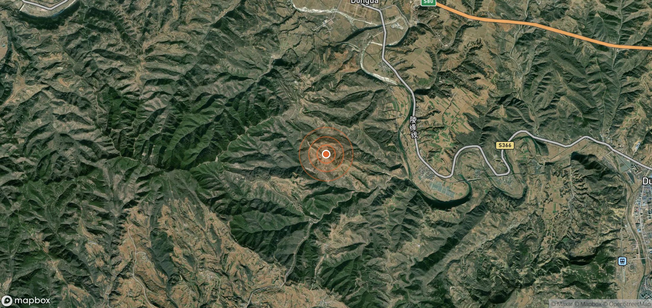 Satellite map of methane plume locations in CHN_S_487