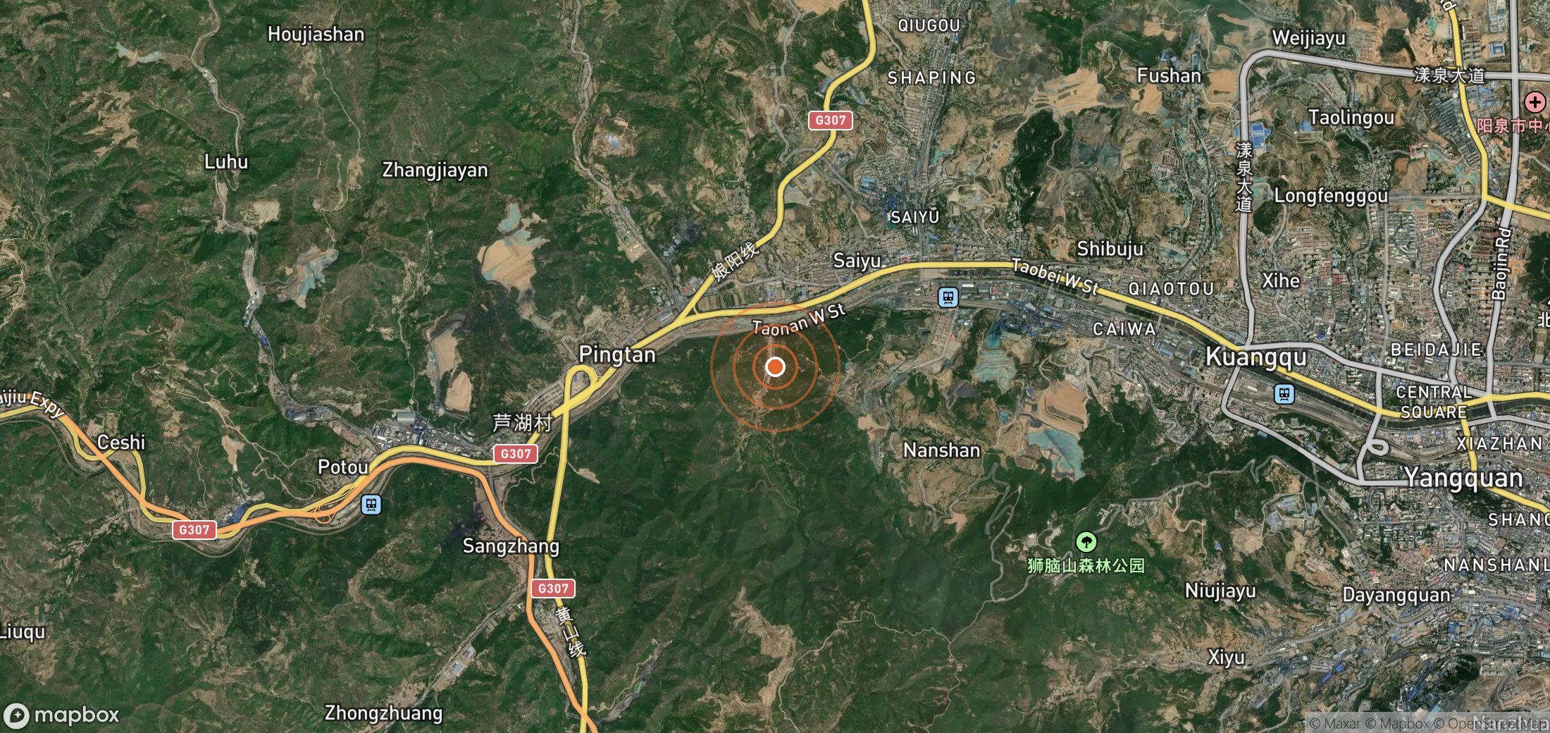 Satellite map of methane plume locations in CHN_S_496