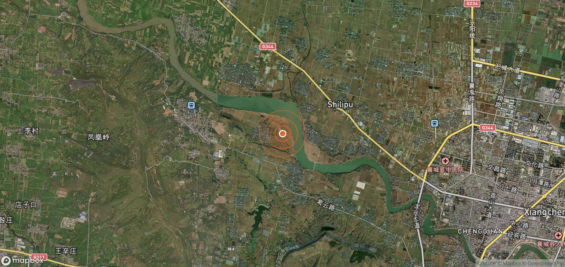 Satellite map of methane plume locations in CHN_S_508