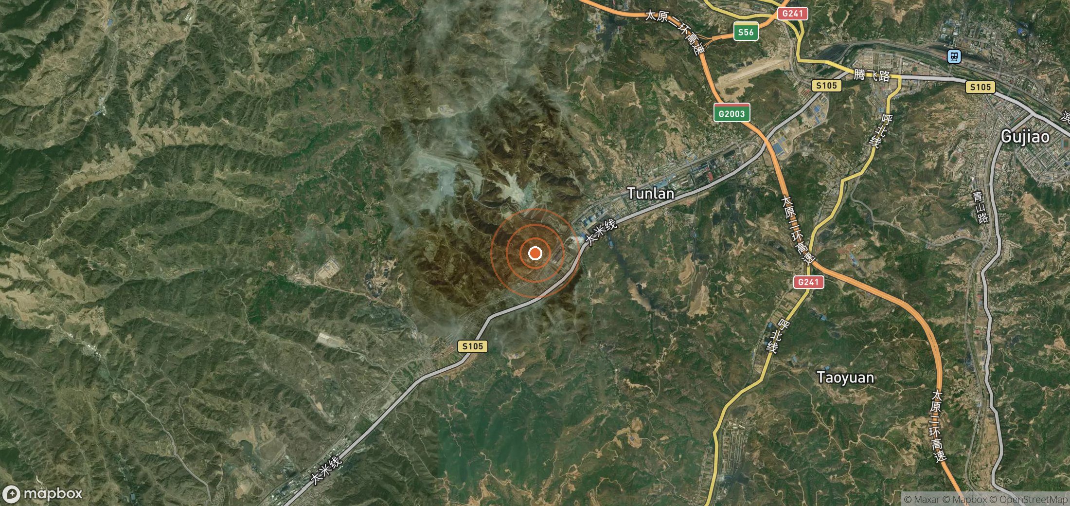 Satellite map of methane plume locations in CHN_S_515