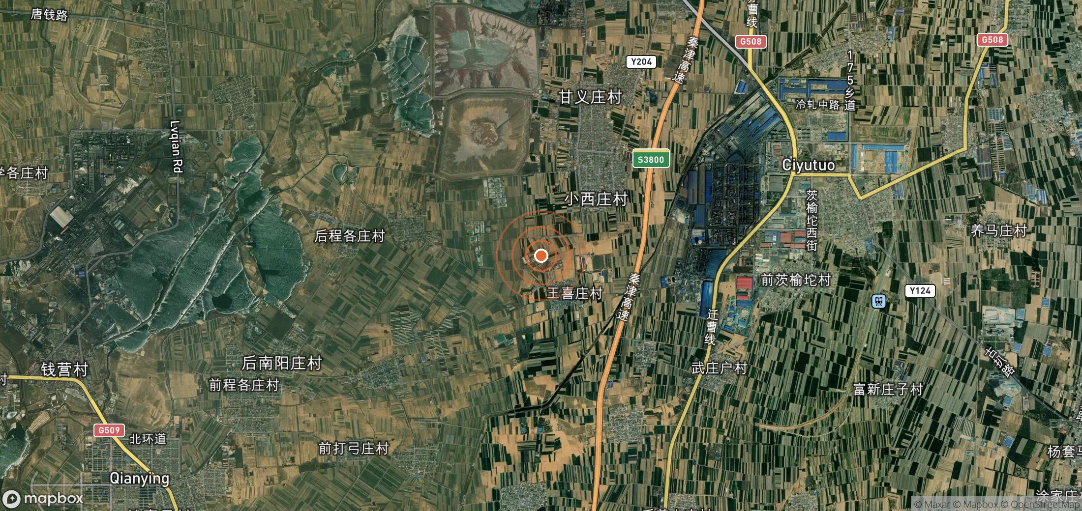Satellite map of methane plume locations in CHN_S_520
