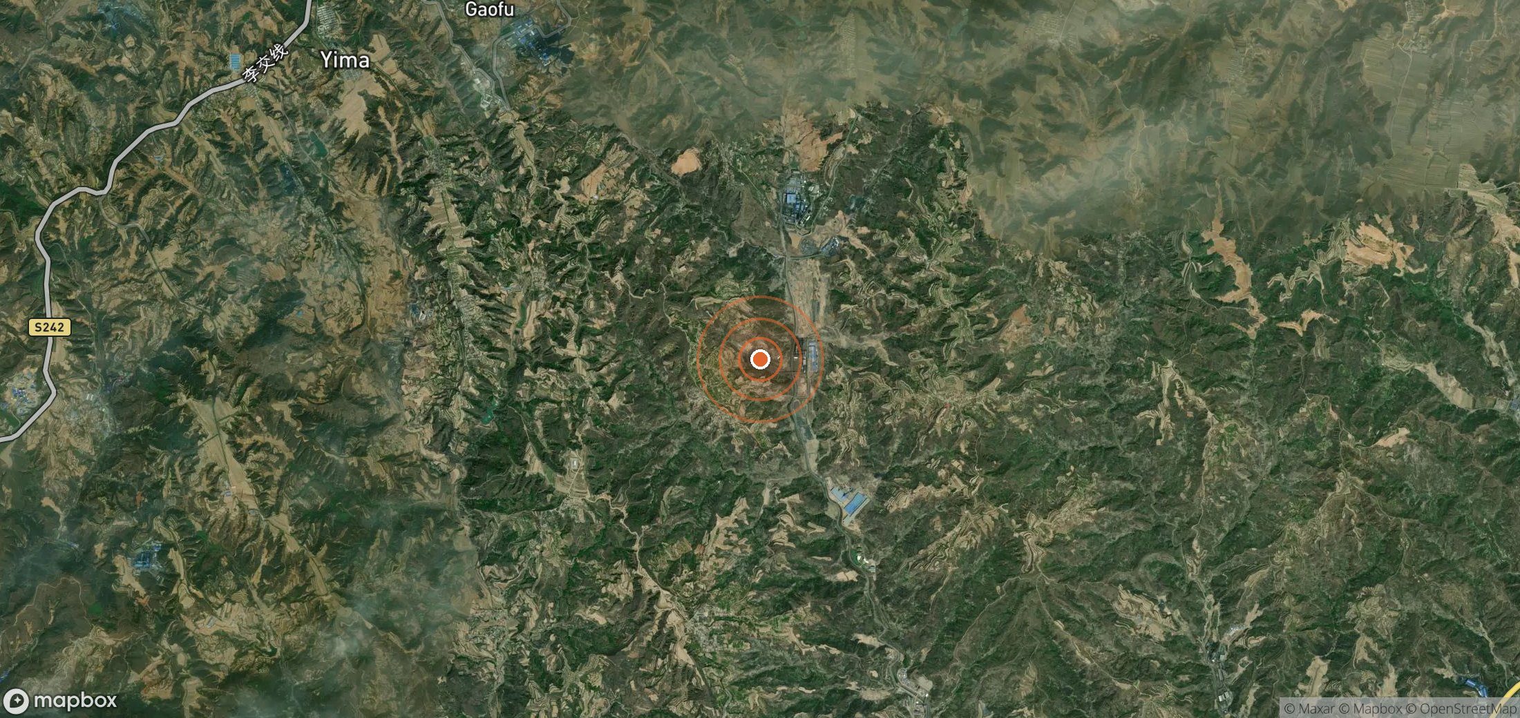 Satellite map of methane plume locations in CHN_S_535