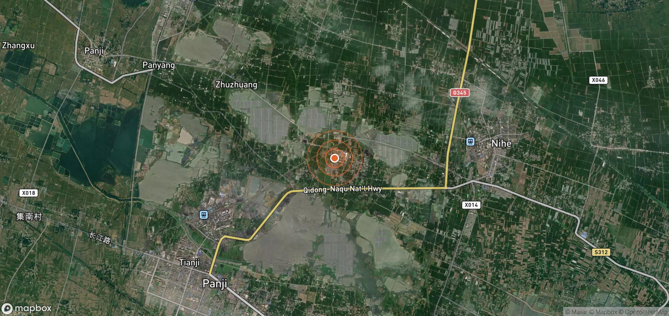 Satellite map of methane plume locations in CHN_S_557