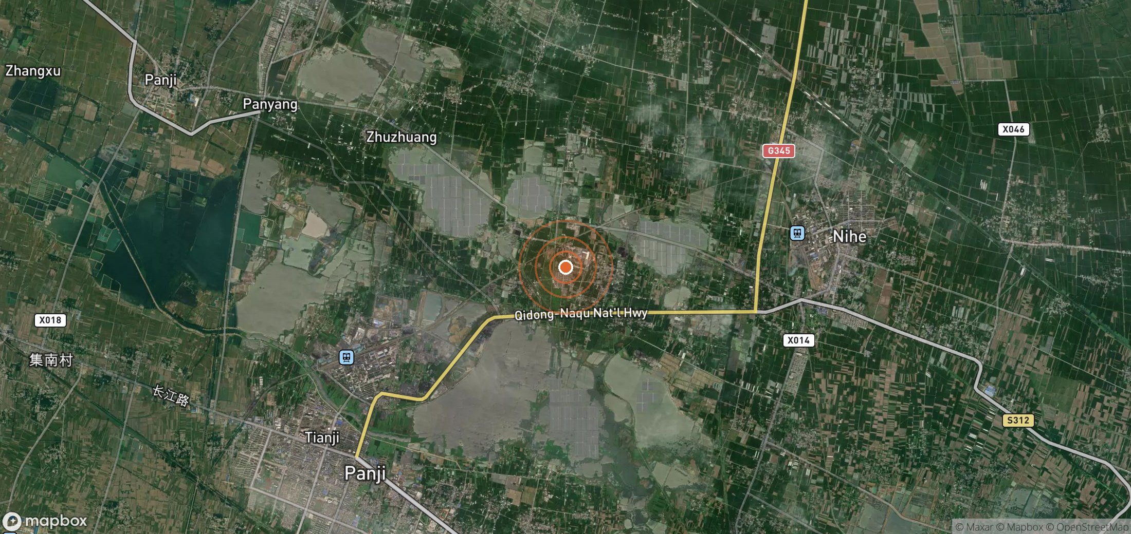 Satellite map of methane plume locations in CHN_S_558