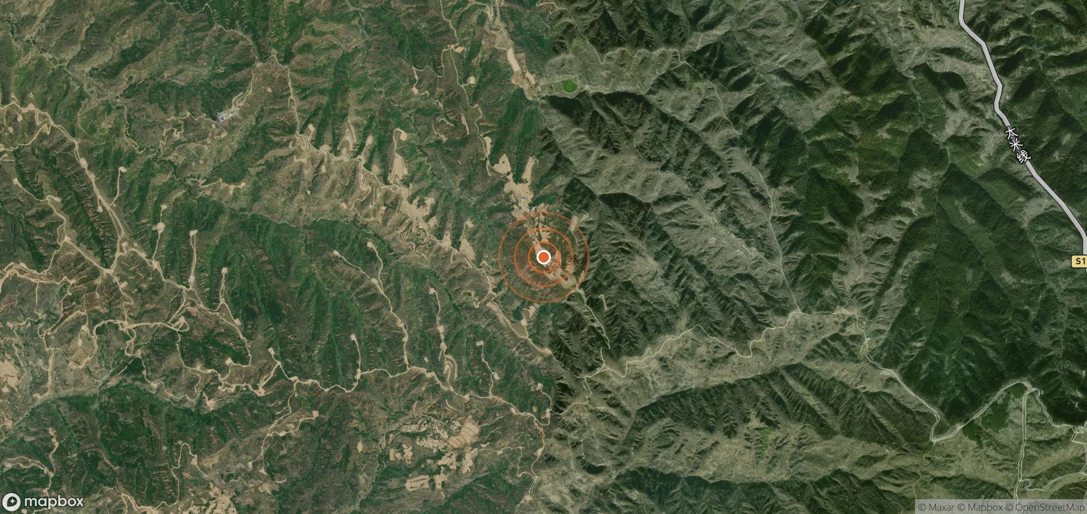 Satellite map of methane plume locations in CHN_S_581