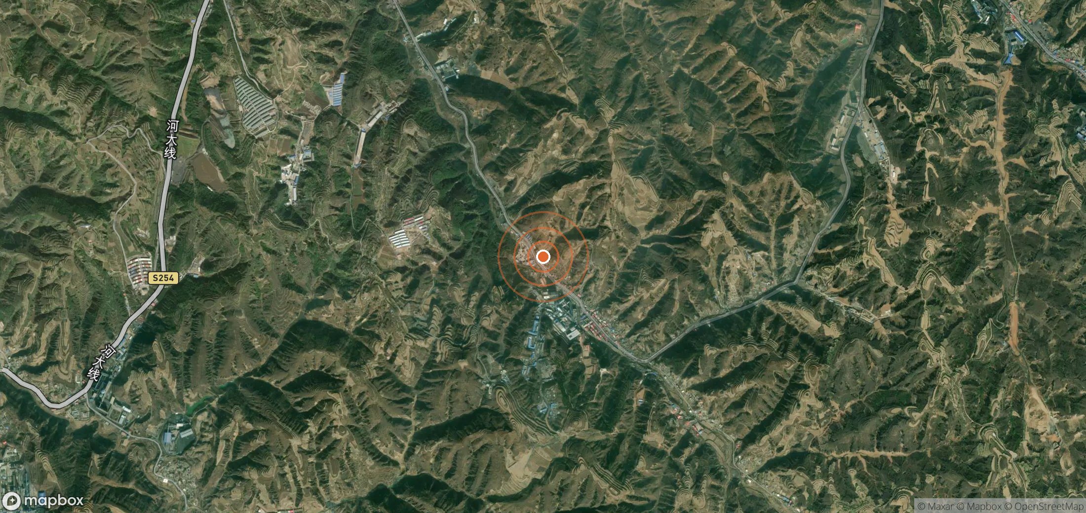 Satellite map of methane plume locations in CHN_S_586