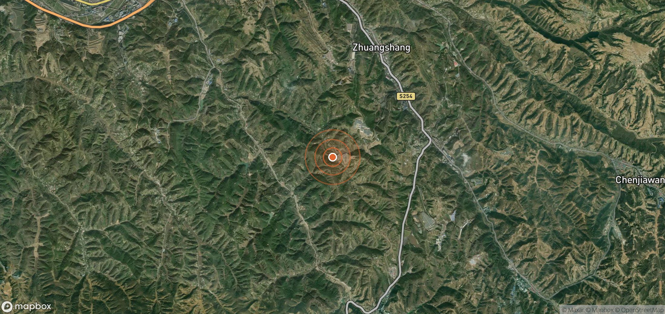 Satellite map of methane plume locations in CHN_S_587