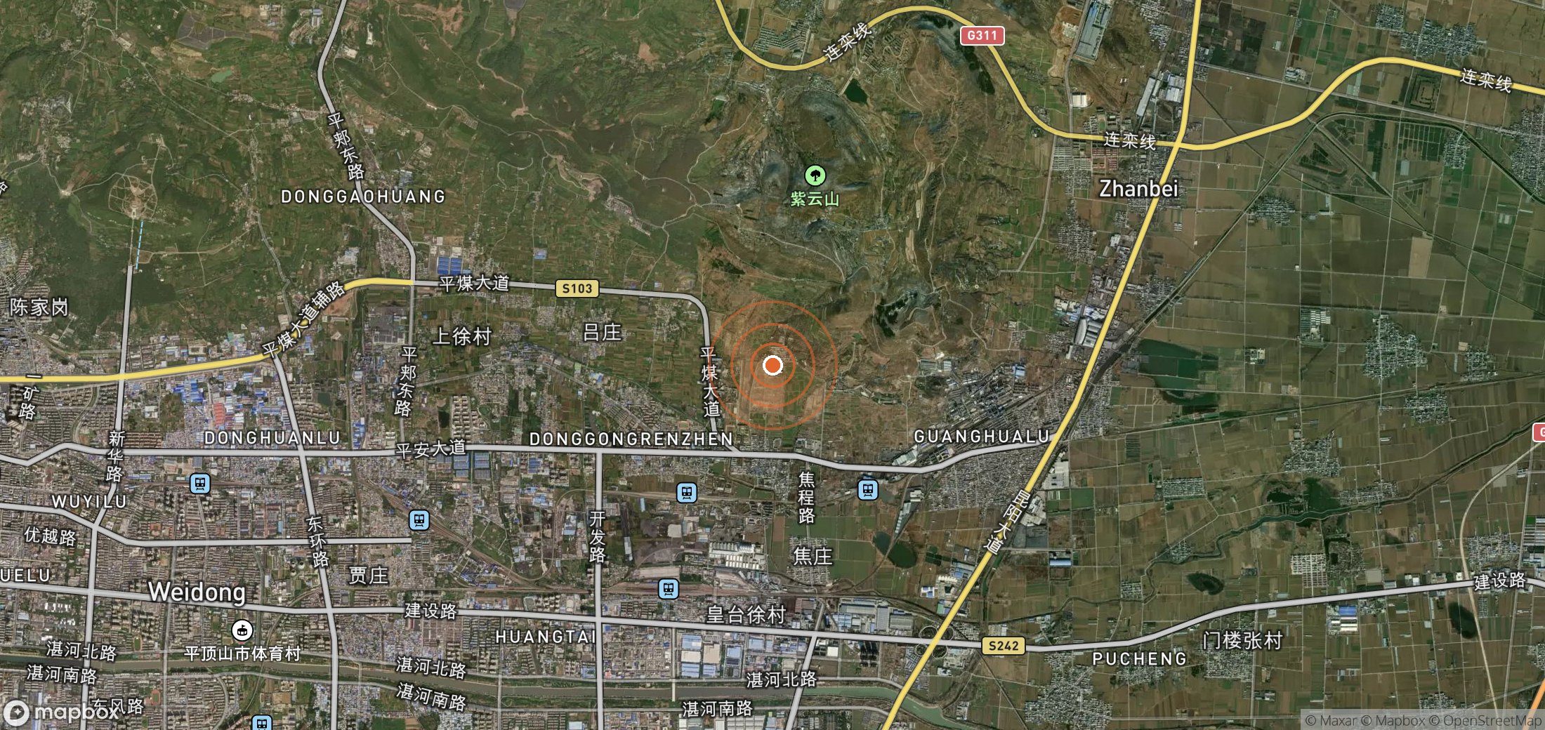 Satellite map of methane plume locations in CHN_S_609
