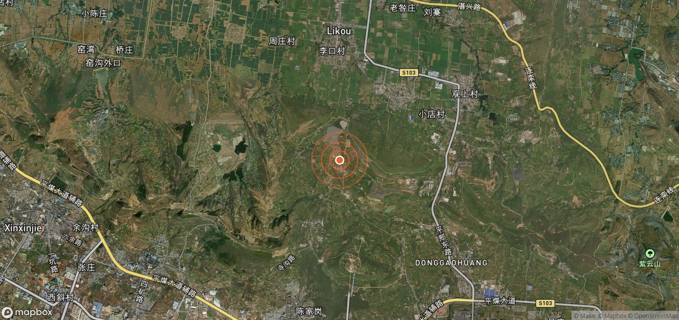 Satellite map of methane plume locations in CHN_S_613
