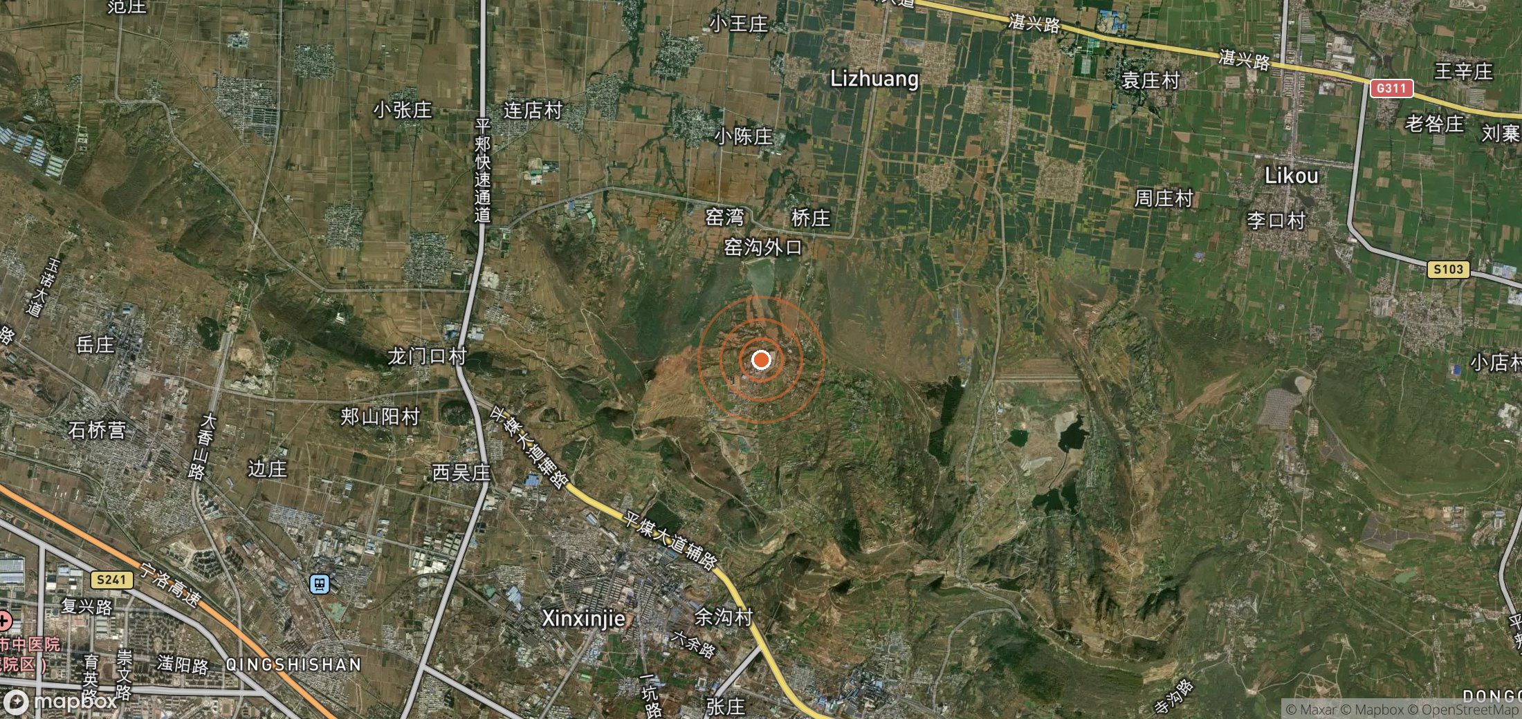 Satellite map of methane plume locations in CHN_S_616