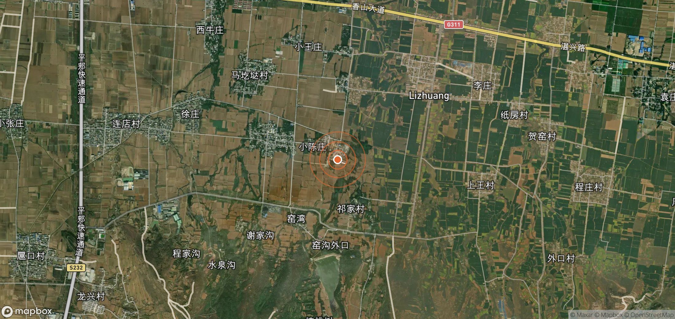Satellite map of methane plume locations in CHN_S_617