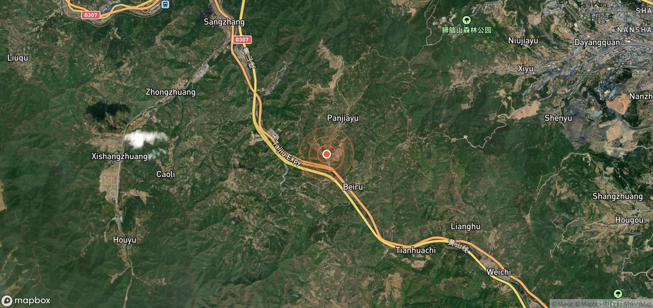 Satellite map of methane plume locations in CHN_S_635