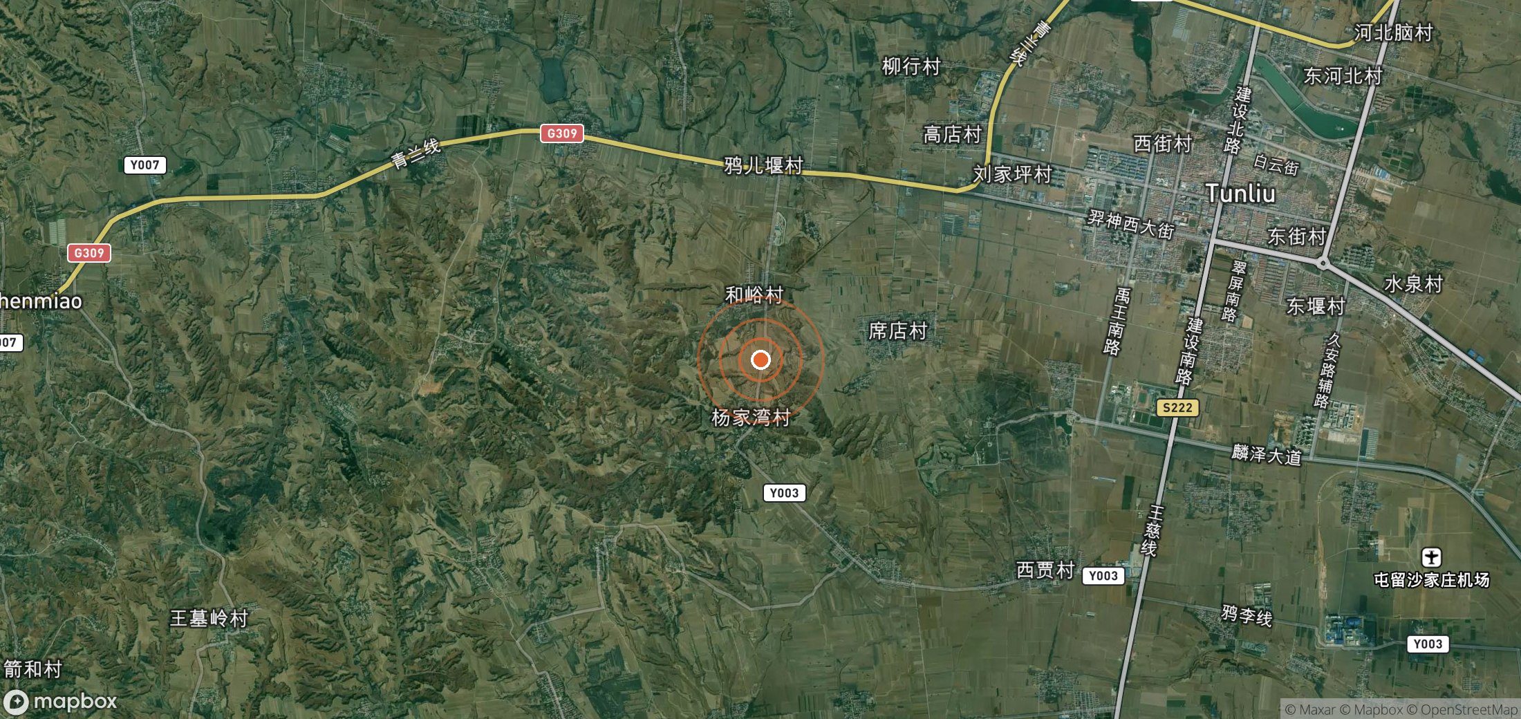 Satellite map of methane plume locations in CHN_S_640