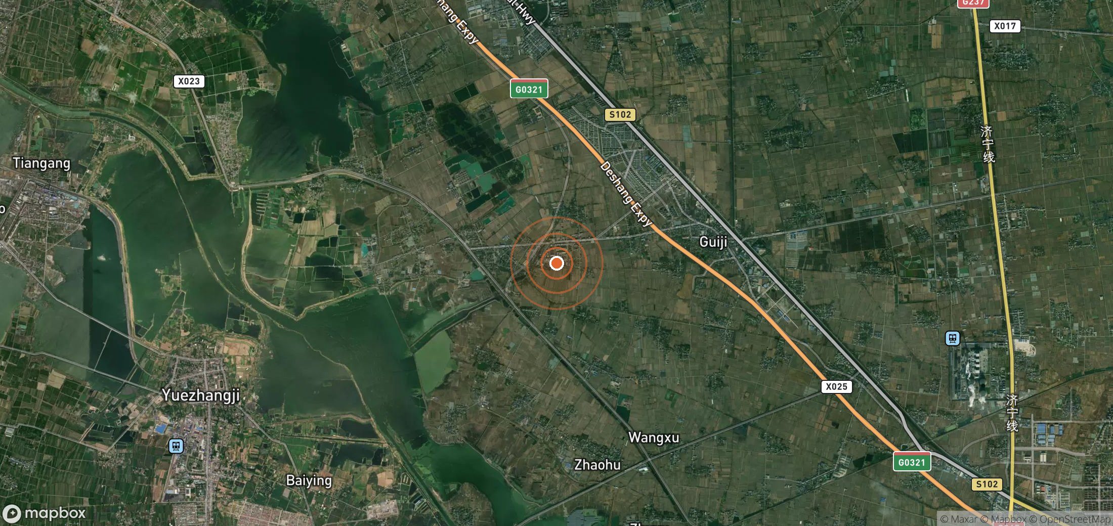Satellite map of methane plume locations in CHN_S_677