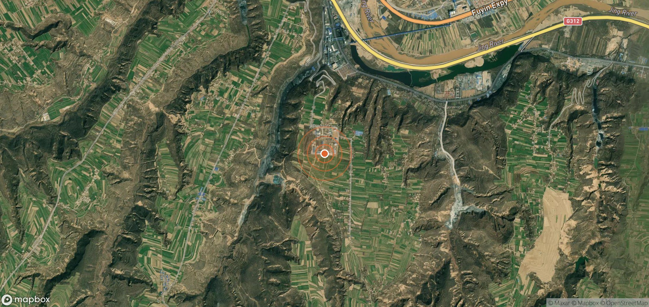 Satellite map of methane plume locations in CHN_S_687