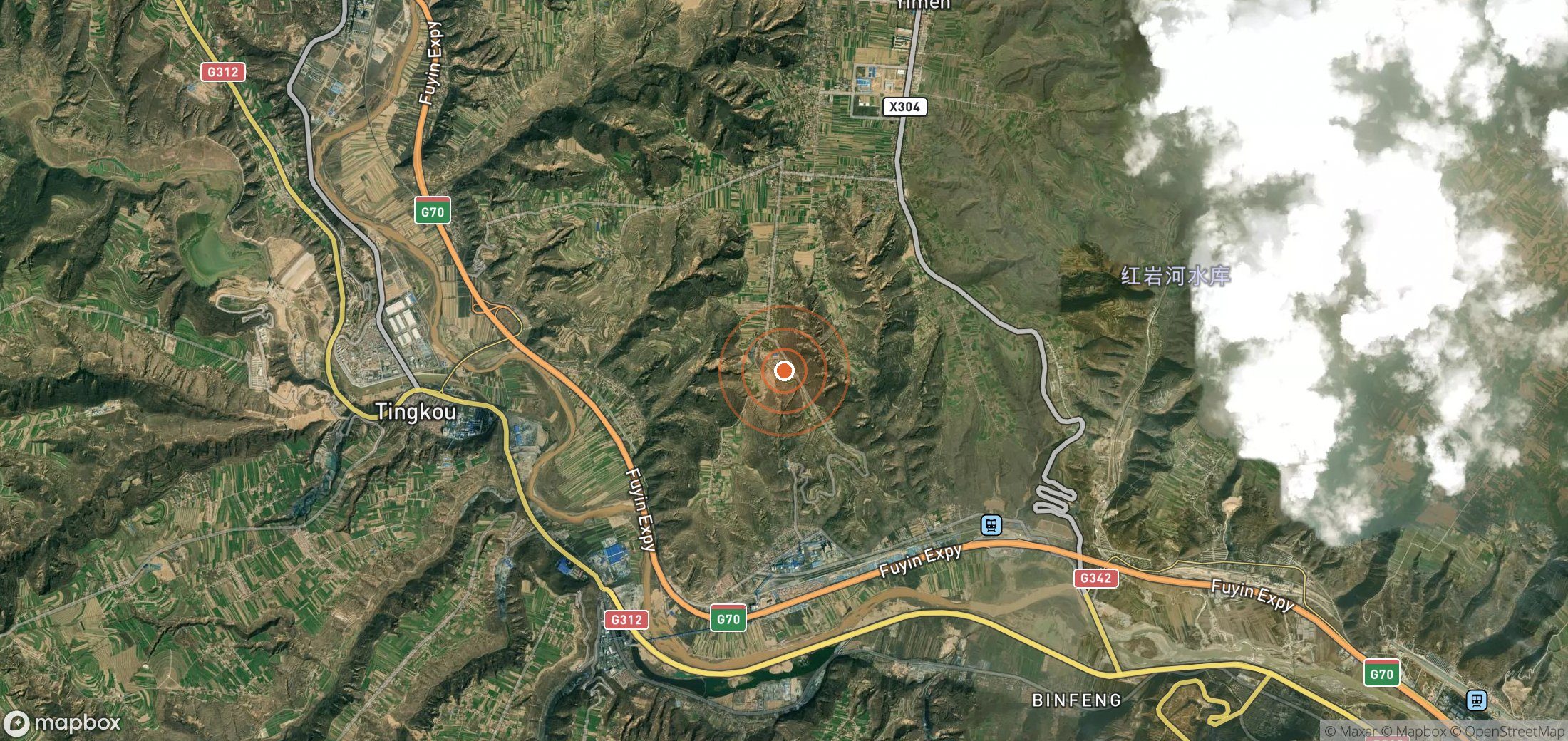 Satellite map of methane plume locations in CHN_S_689